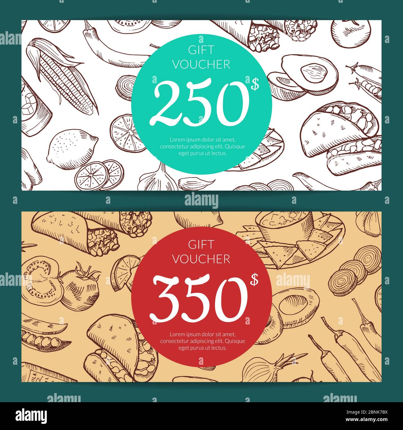 Vector discount or voucher template with mexican food Stock Vector