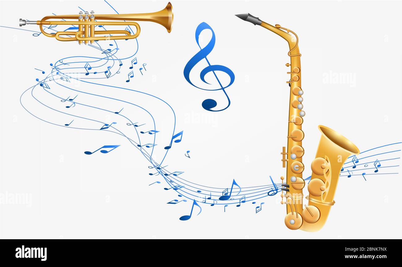 music instruments are on abstract background Stock Vector