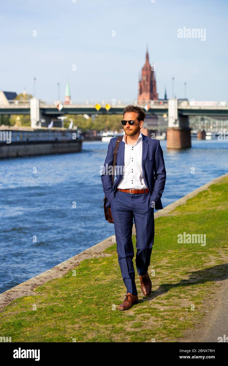 man in suit wearing sunglasses Stock Photo