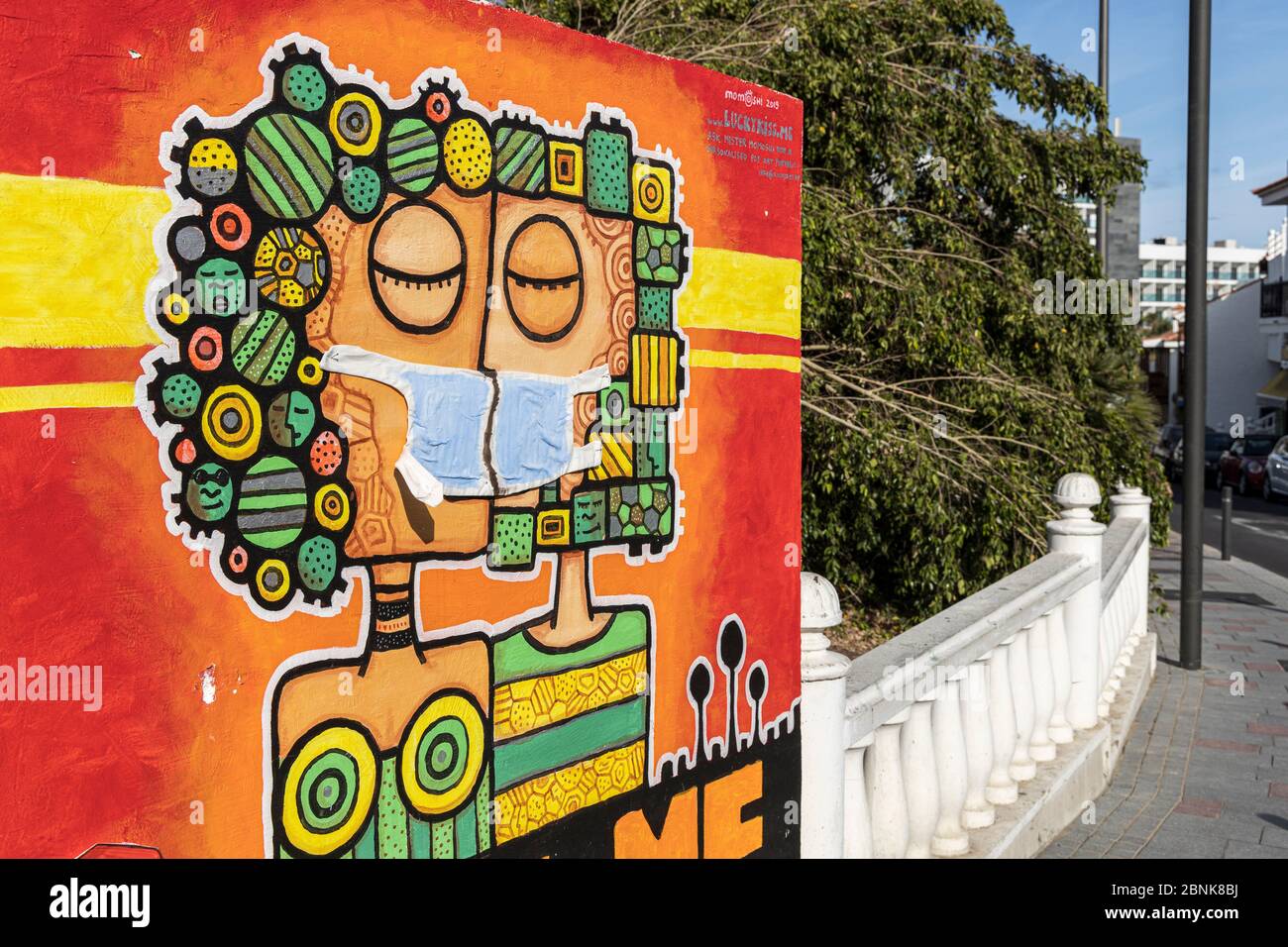 Wall mural wearing a face mask, during the Covid 19, Coronavirus