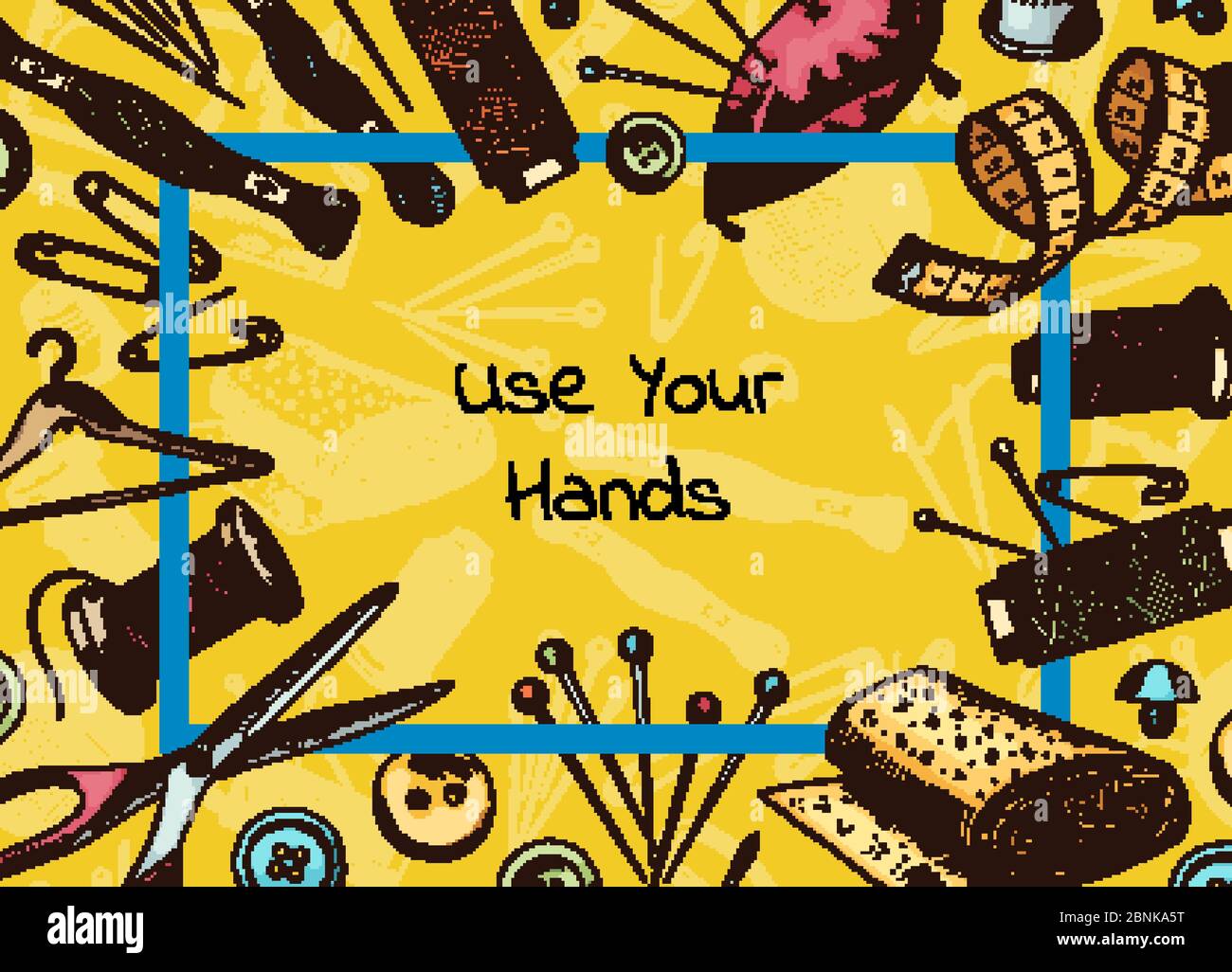 Vector frame with hand drawn sewing elements Stock Vector Image & Art ...
