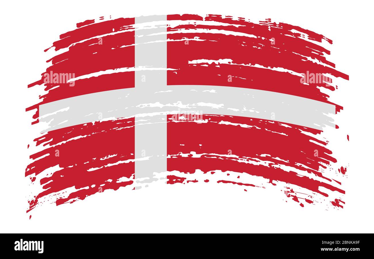 Danish torn flag in grunge brush stroke, vector image Stock Vector ...