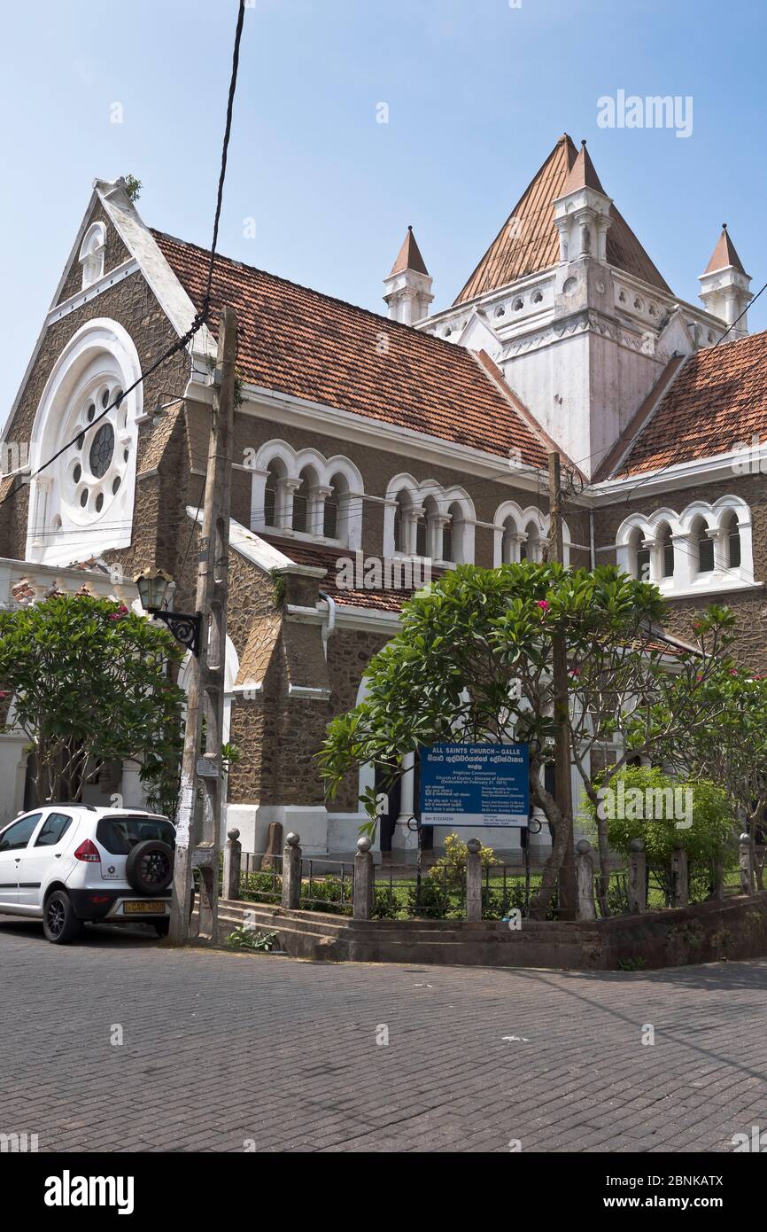 dh All Saints Anglican Church GALLE FORT SRI LANKA Historical churches Victorian Gothic Revival style exterior front architecture Stock Photo