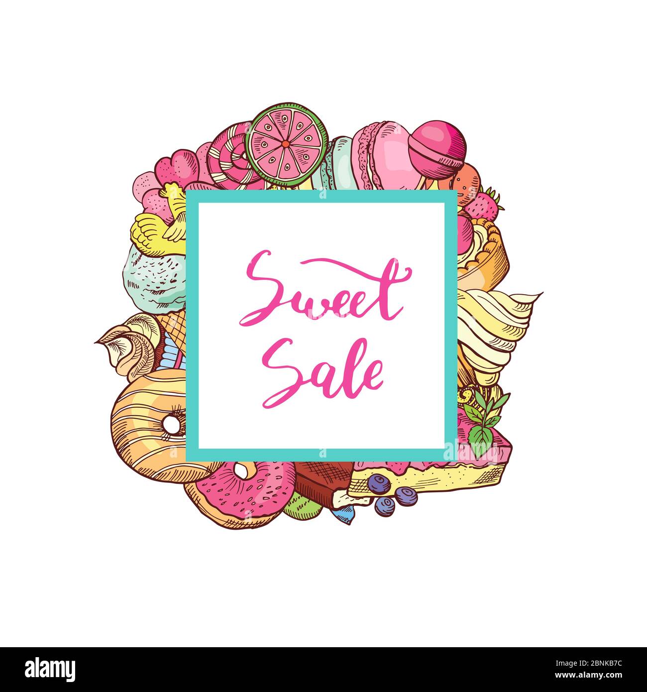 Vector hand drawn colored sweets Stock Vector Image & Art - Alamy