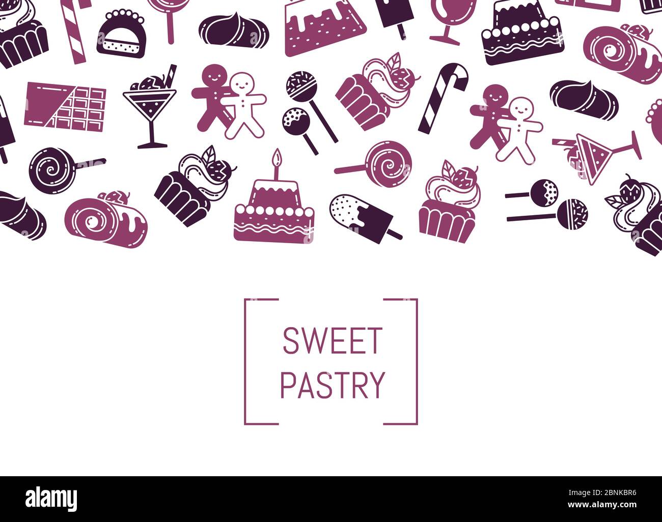 Vector flat style sweets icons background with place for text Stock ...