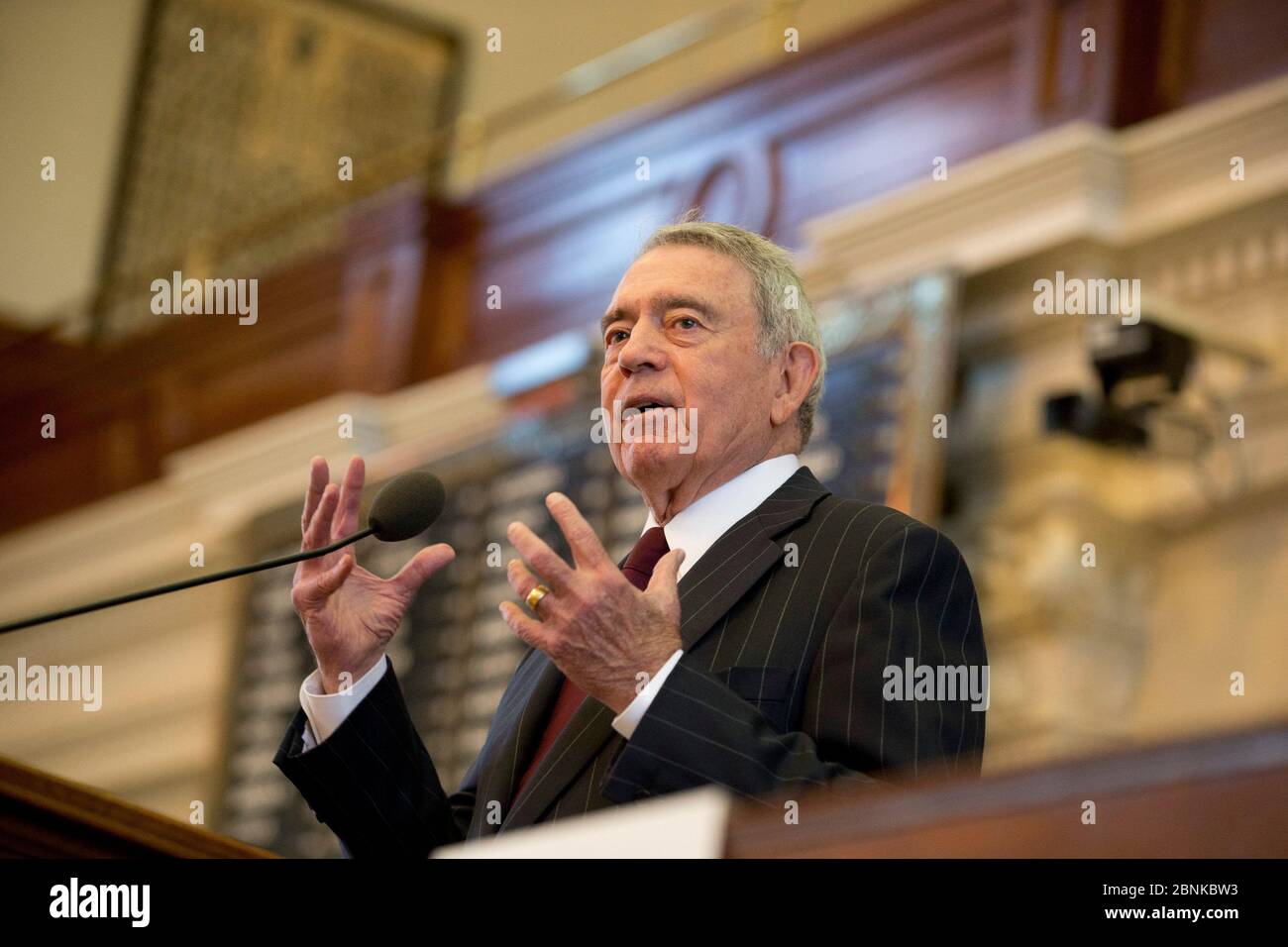Austin Texas USA, October 2012: Journalist Dan Rather speaks at the Texas Book Festival on his latest work, 'Rather Outspoken,' about his years as a CBS broadcast journalist. Rather discussed what he says is a lack of credibility in much of today's television journalism.   October 2012. ©Bob Daemmrich Stock Photo