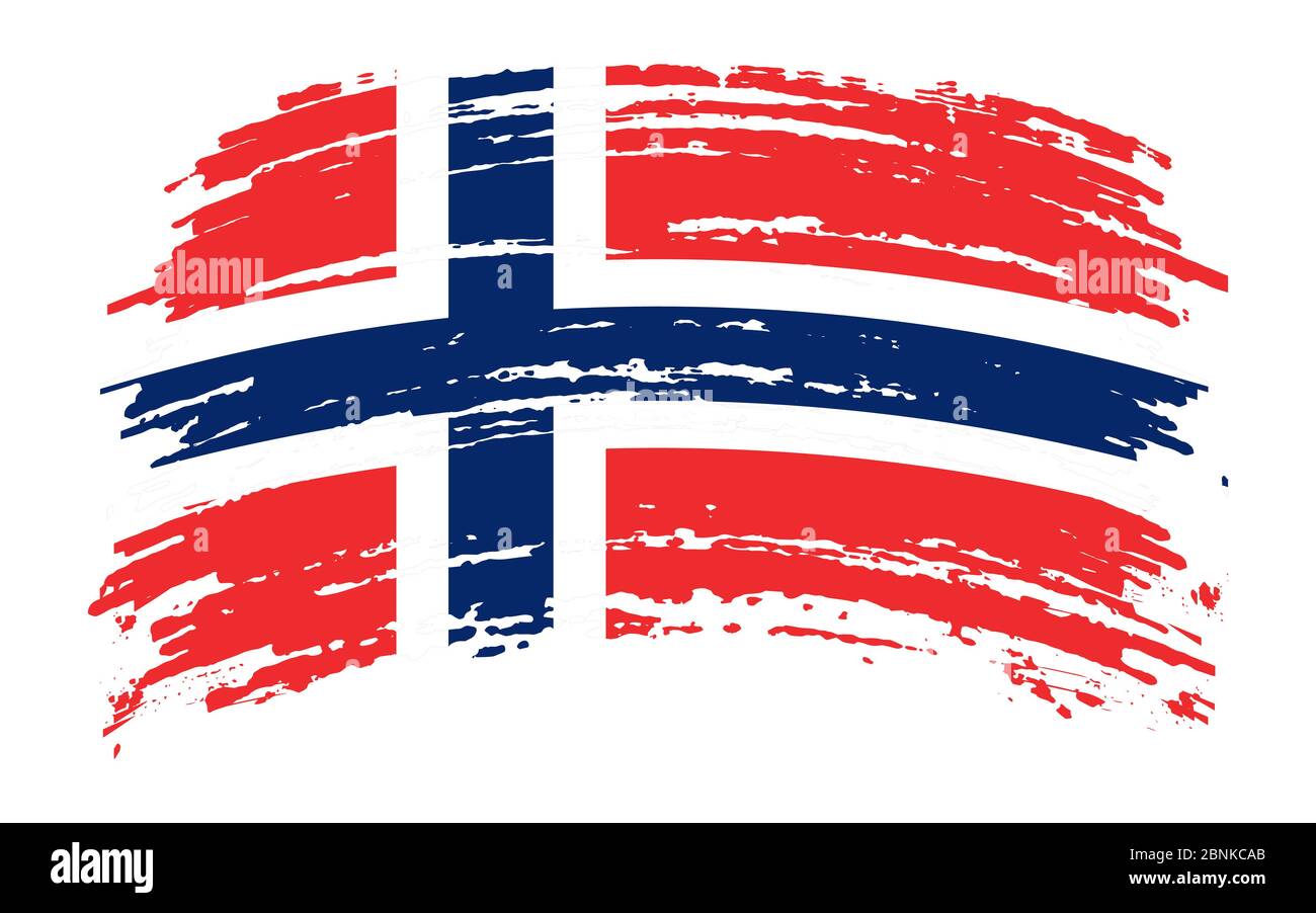 Norwegian torn flag in grunge brush stroke, vector image Stock Vector ...