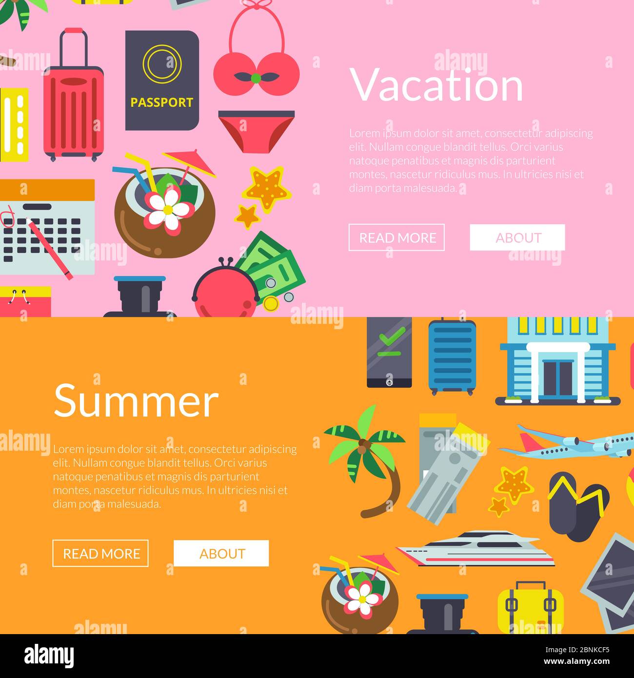 Vector flat travel elements banners illustration Stock Vector Image ...
