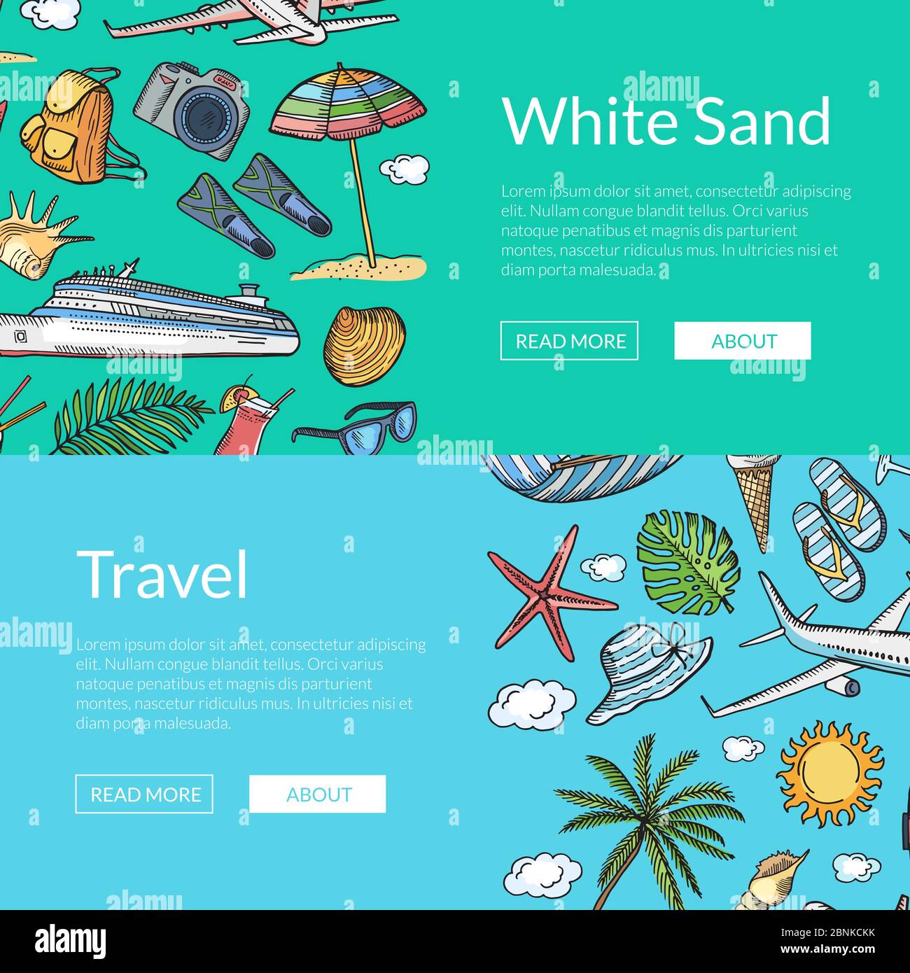 Vector hand drawn summer travel elements illustration Stock Vector ...