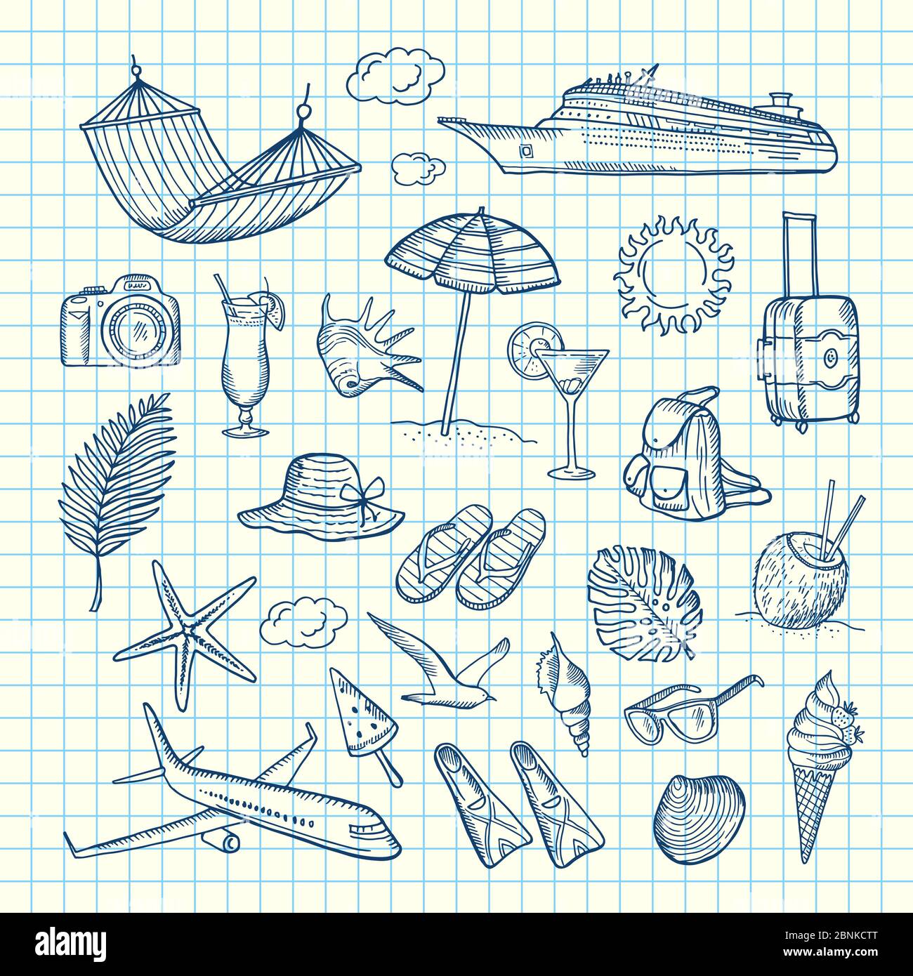Vector hand drawn summer travel elements Stock Vector Image & Art - Alamy