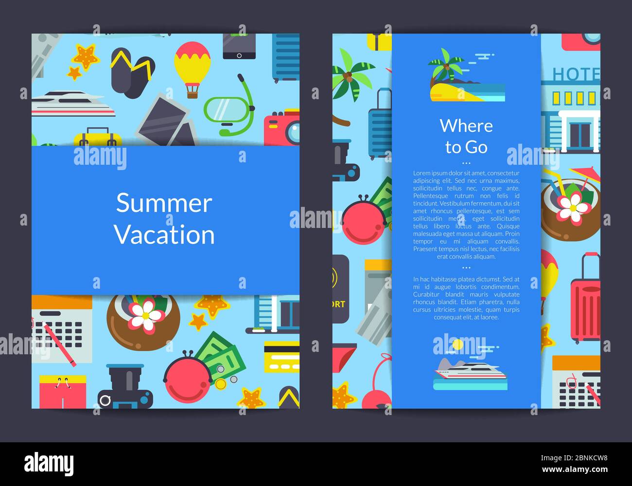 Vector flat travel elements card, flyer or brochure template for Intended For Island Brochure Template Vector flat travel elements card, flyer or brochure template for Intended For Island Brochure Template