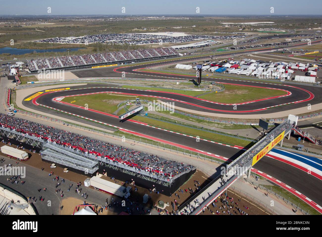 Austin Texas USA, November 16 2012: Overview of the back turns of the Circuit of the Americas race track during Friday afternoon practice session for Sunday's Formula One United States Grand Prix. ©Bob Daemmrich Stock Photo