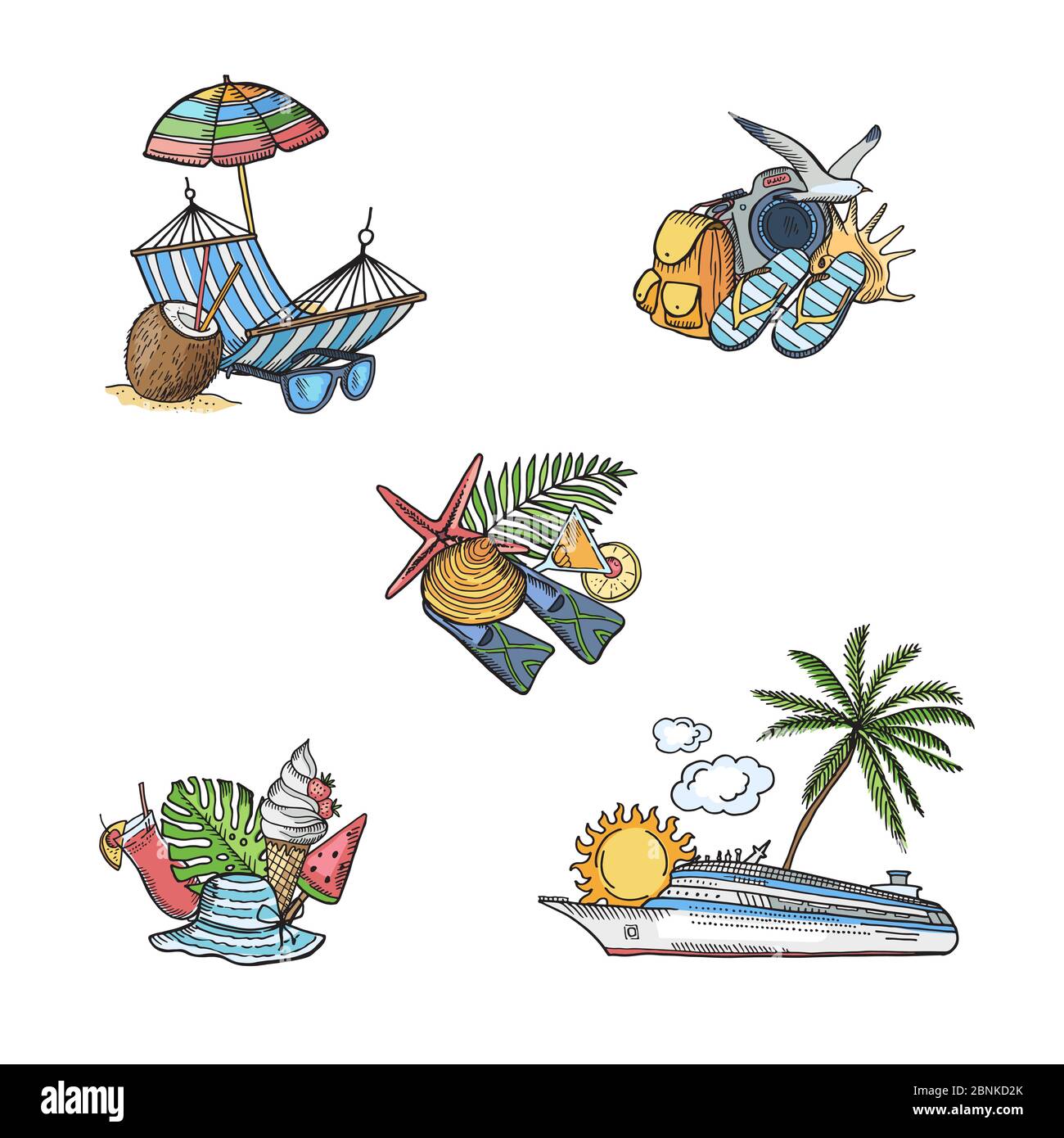 Vector hand drawn summer travel elements illustration Stock Vector ...