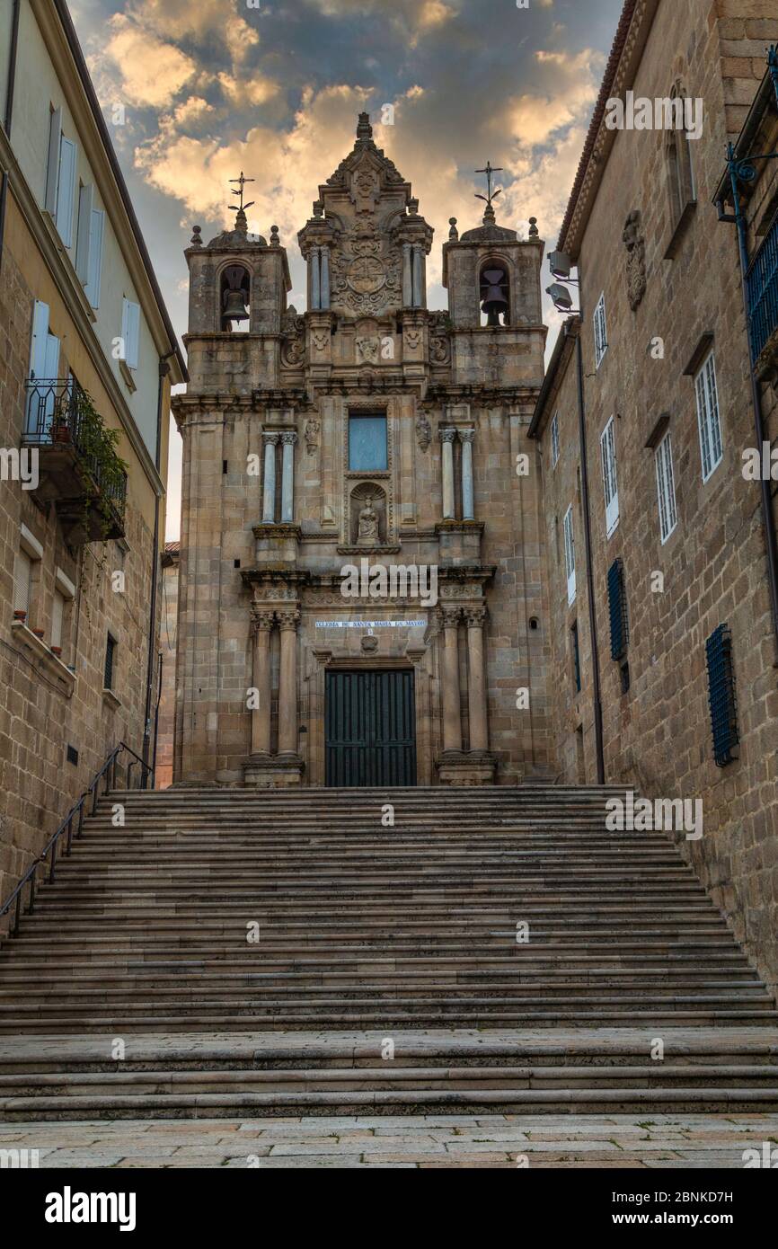 View of the (church) Iglesia de Santa Maria la Mayor in the city center of Ourense, Galicia, Spain Stock Photo