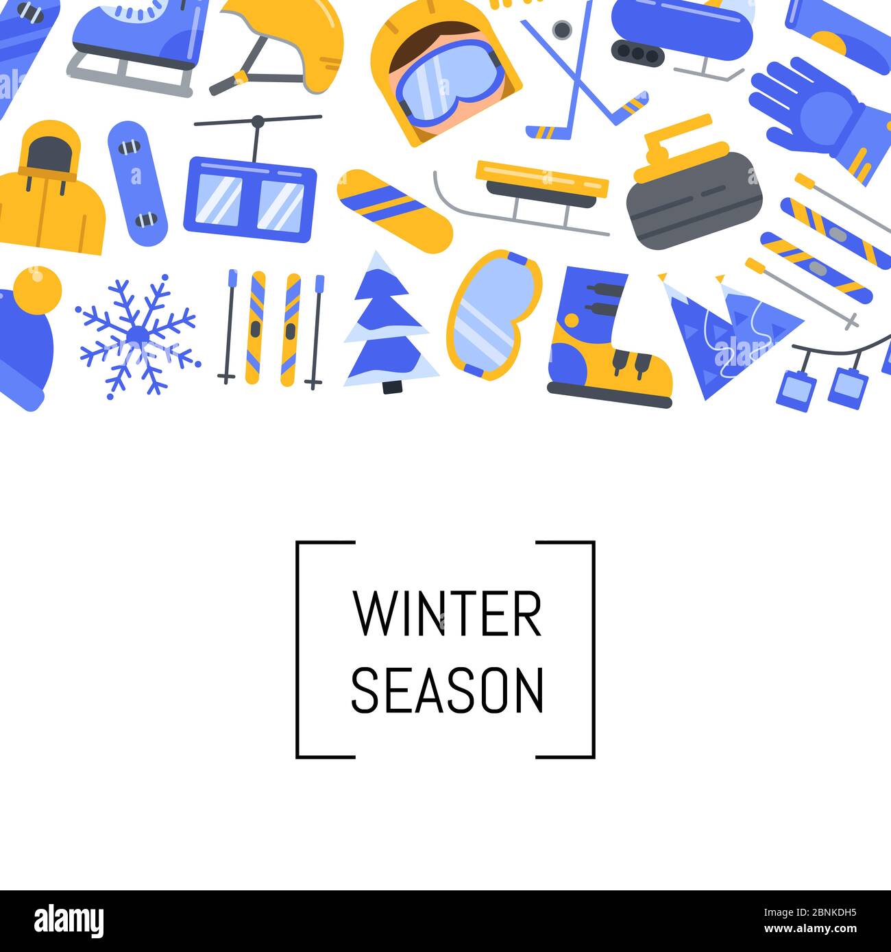 Vector flat style winter sports equipment and attributes Stock Vector