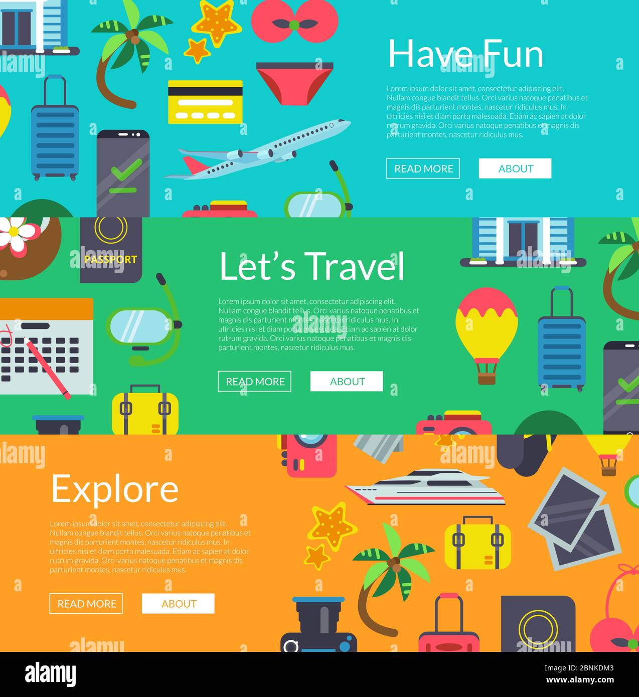 Vector flat travel elements banners illustration Stock Vector Image ...