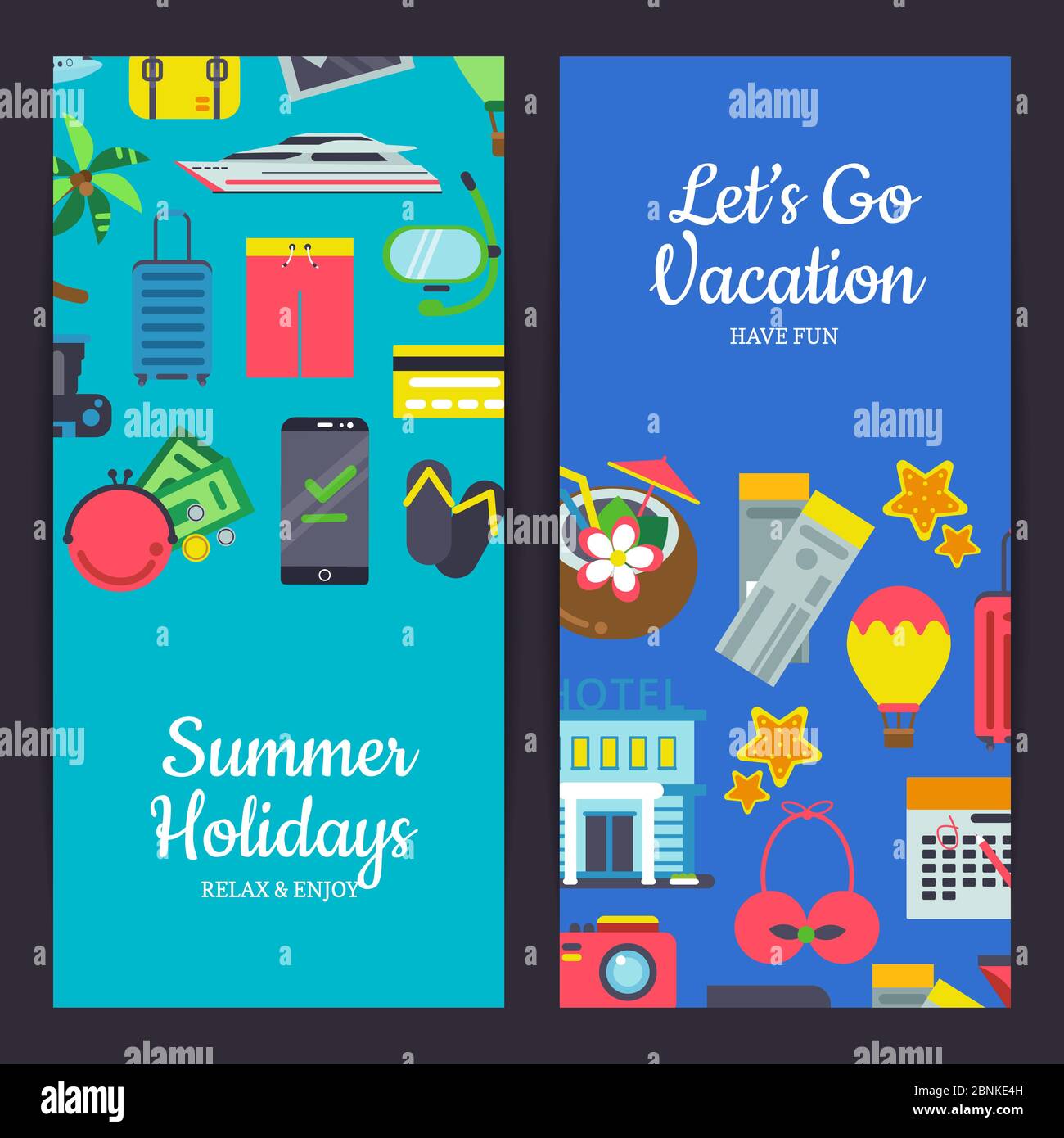 Vector flat travel elements banners illustration Stock Vector Image ...