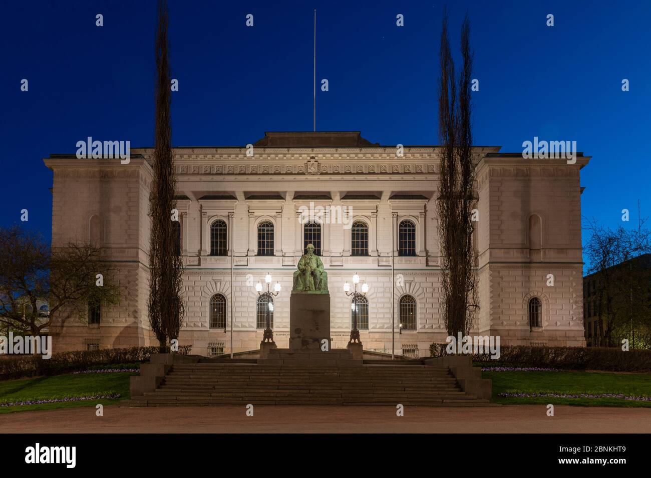 Bank of Finland is the central bank of Finland. It's fourth oldest central bank in the world and located in historical building in Helsinki, Finland. Stock Photo