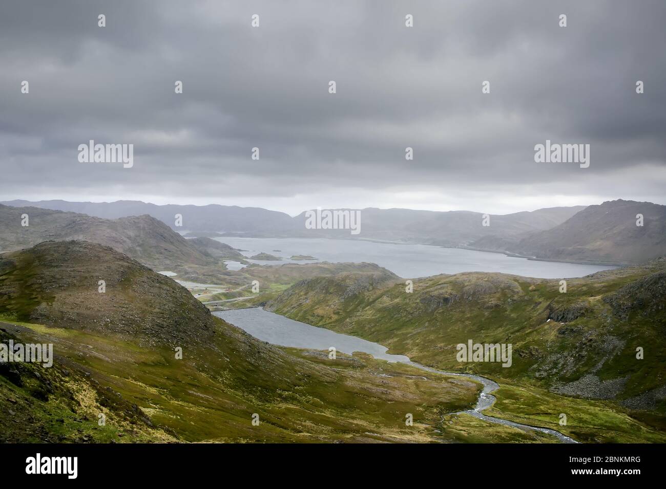 Beautiful remote & barren landscape on the island of Mageroya, Troms og Finnmark county, in the extreme northern part of Norway. Stock Photo