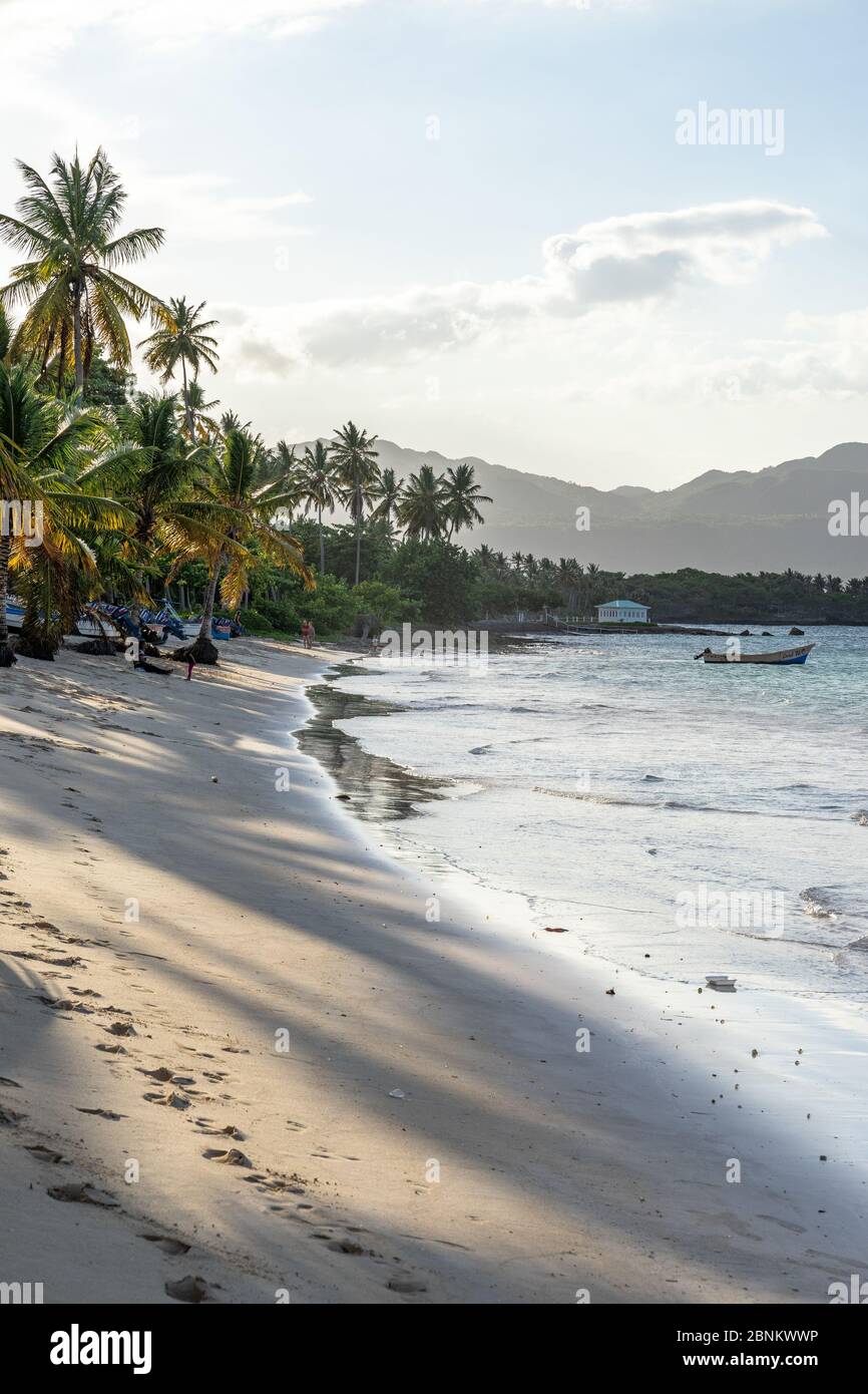 Caribbean, Greater Antilles, Dominican Republic, Samaná, Las Galeras, sunset on Playa Grande beach in Las Galeras Stock Photo