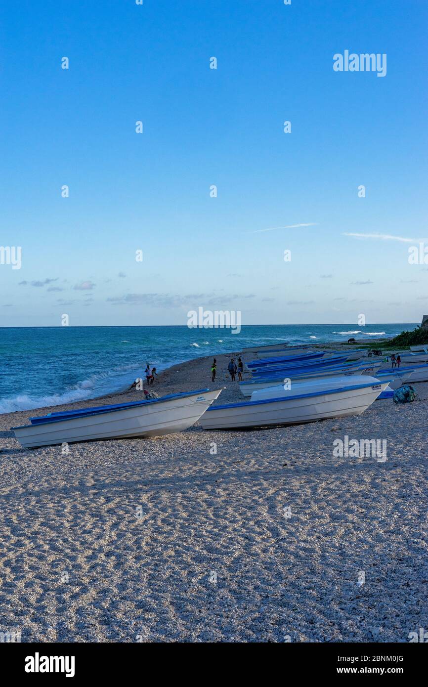 America, Caribbean, Greater Antilles, Dominican Republic, Barahona, Los Patos, beach scene at Playa Los Patos in the afternoon Stock Photo