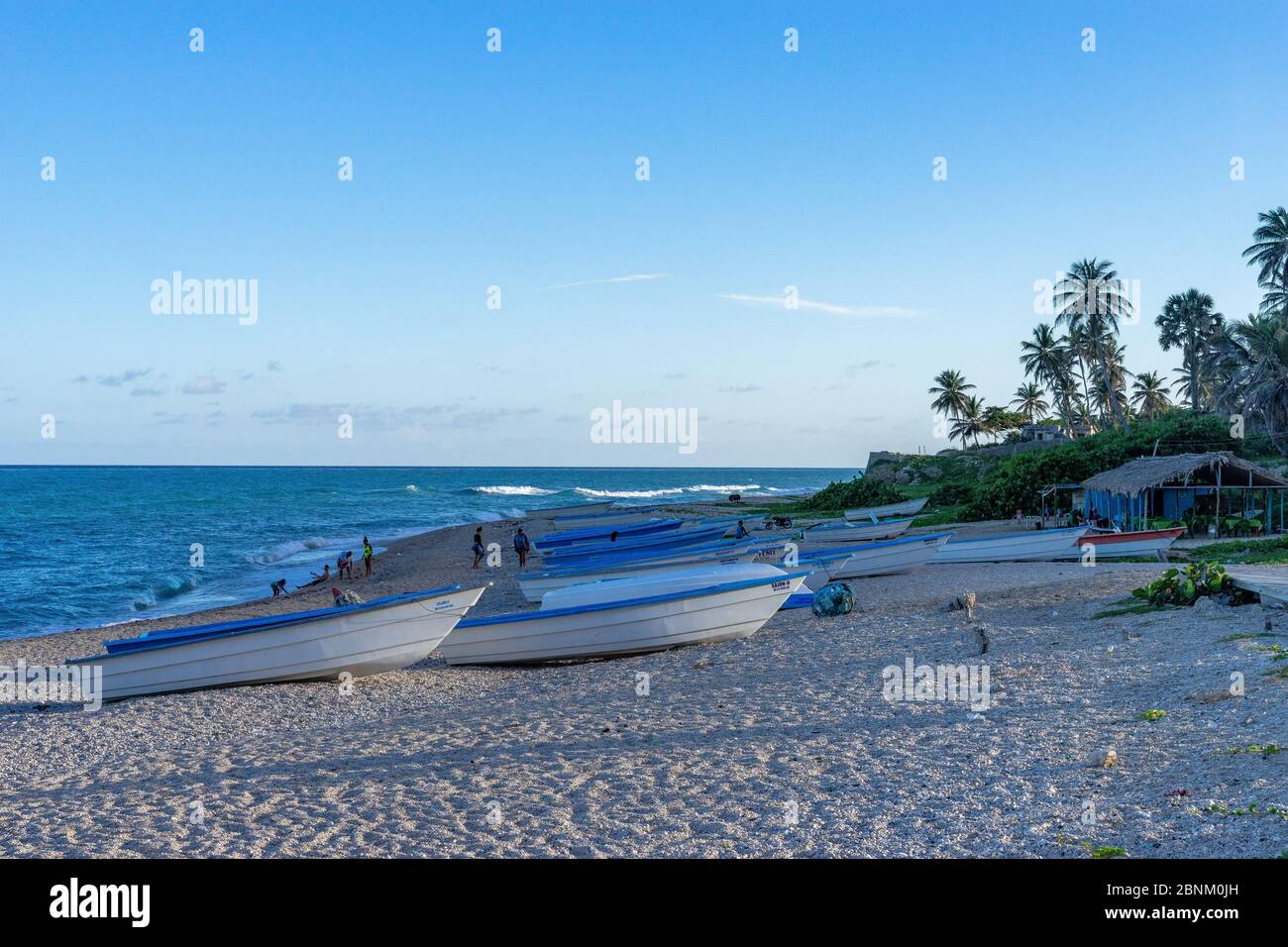 America, Caribbean, Greater Antilles, Dominican Republic, Barahona, Los Patos, beach scene at Playa Los Patos in the afternoon Stock Photo
