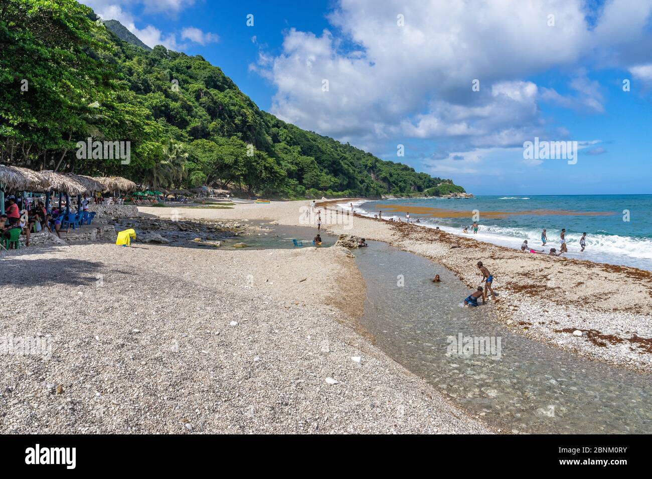 America, Caribbean, Greater Antilles, Dominican Republic, Barahona, San Rafael, beach scene at Playa San Rafael Stock Photo