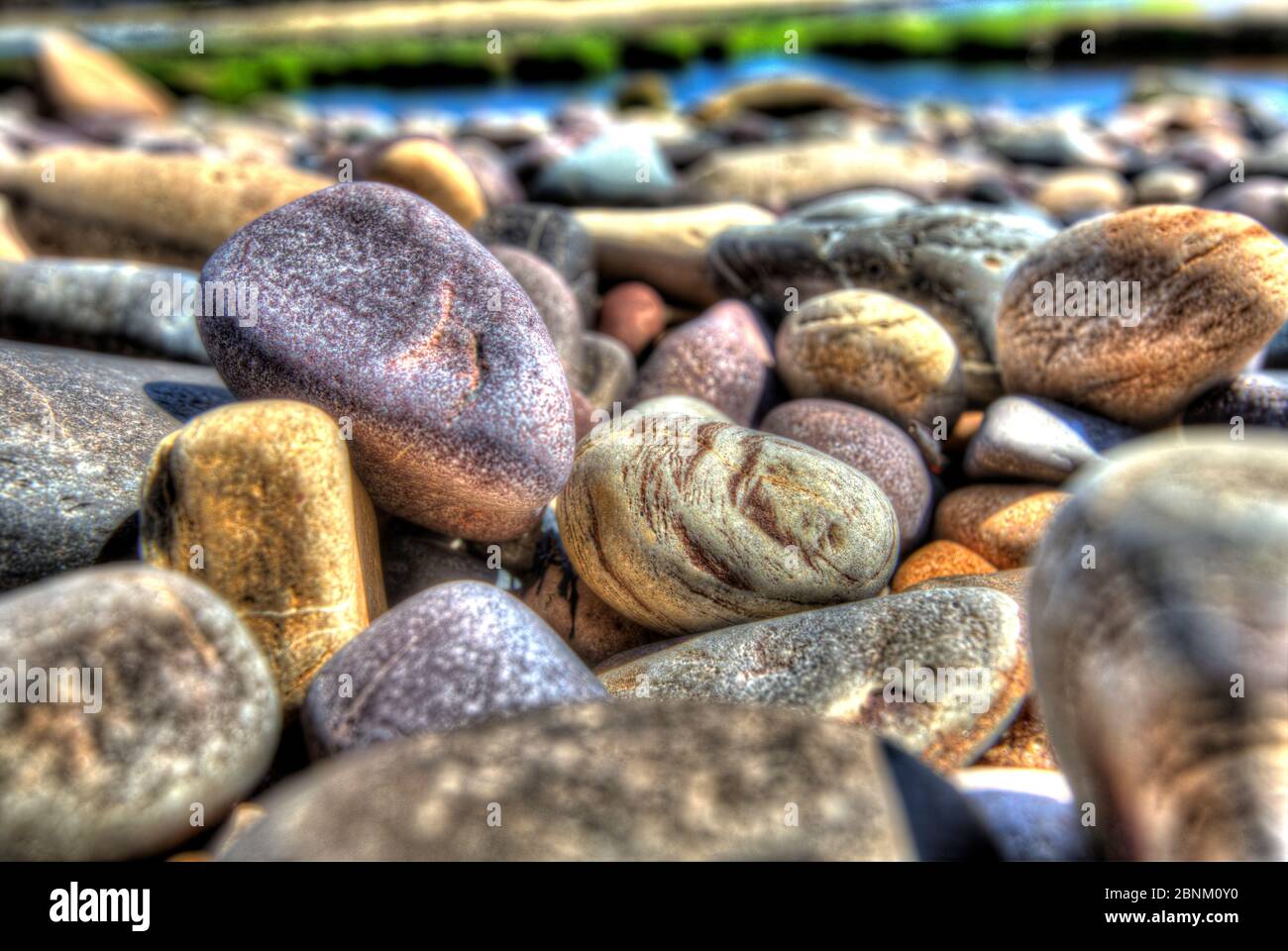 Town of Crail, Scotland. Artistic close up view of the rocky shoreline at Roome Bay, in the Fife town of Crail. Stock Photo