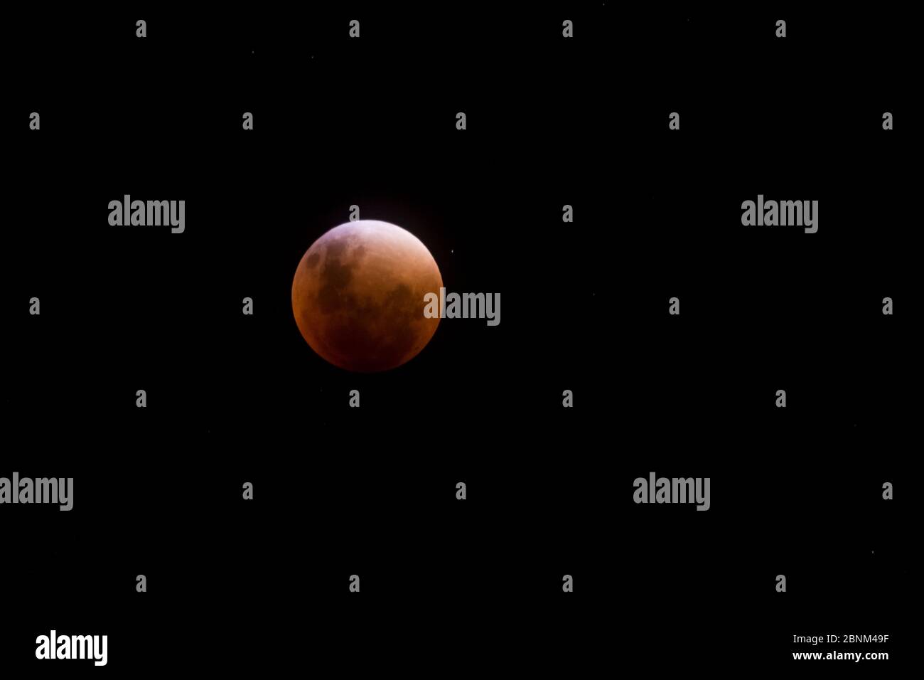 Lunar eclipse, La Pampa Argentina, 28 September 2015 Stock Photo