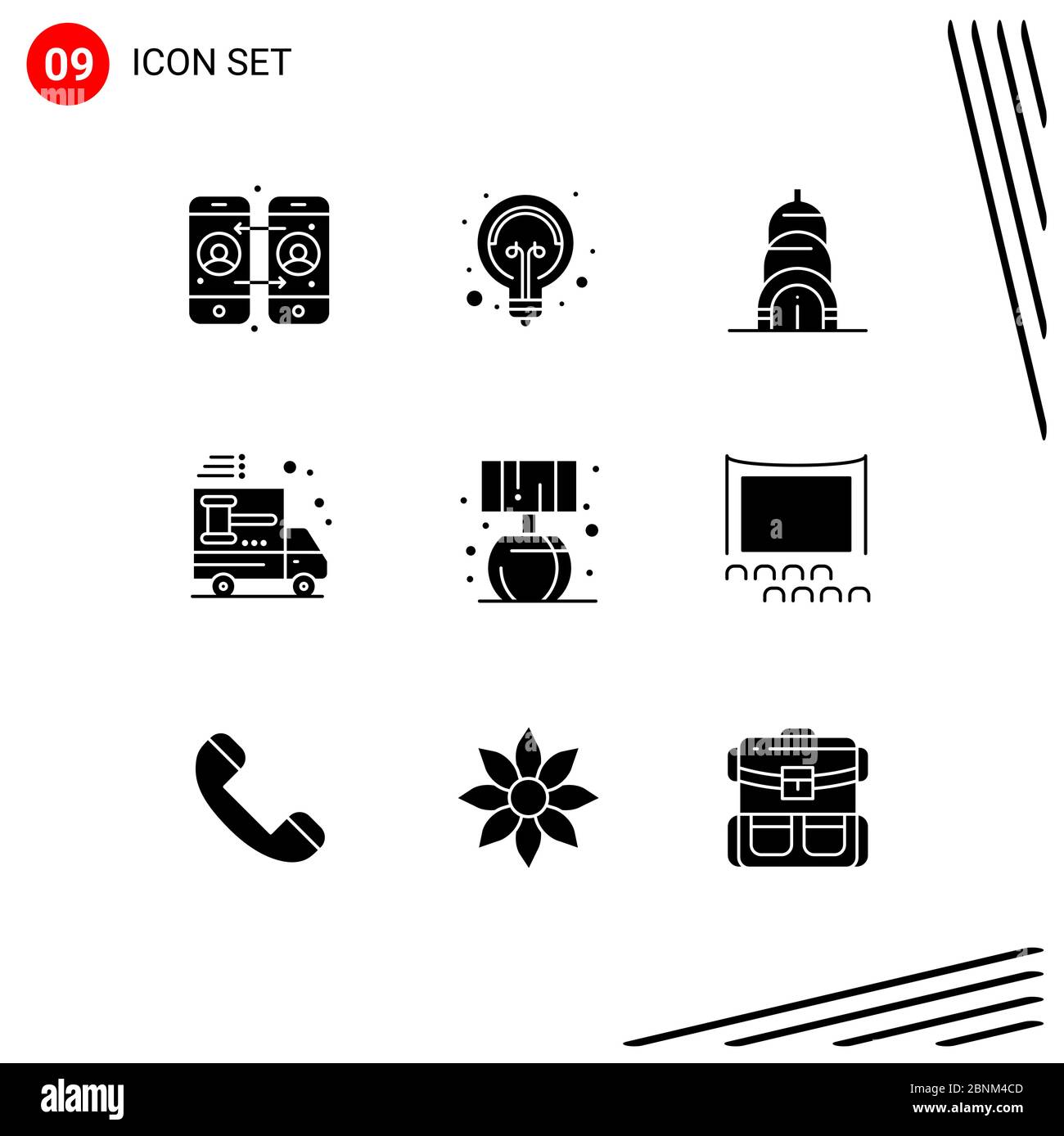 9 Universal Solid Glyphs Set for Web and Mobile Applications lump, home, building, dealer, buy Editable Vector Design Elements Stock Vector