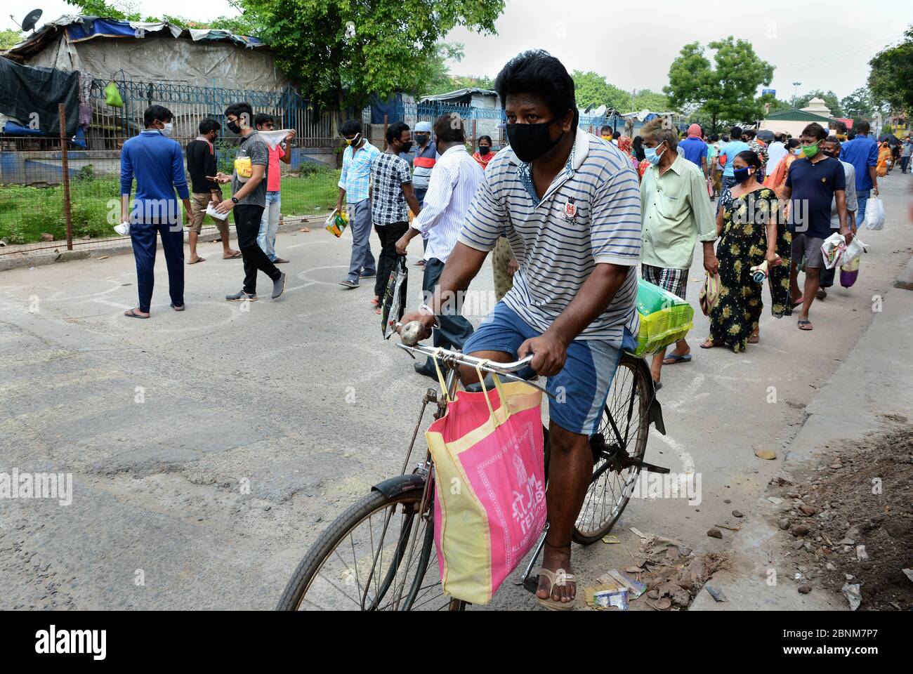 Many people collecting relief for their family of the Lock Down Period at Kolkata in India Stock