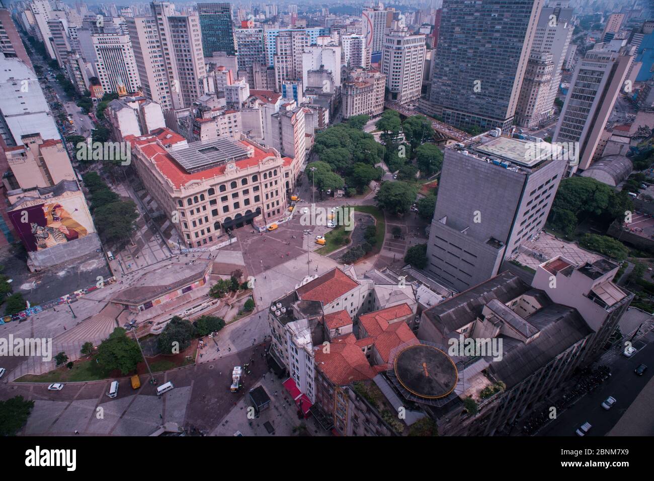 Sao Paulo, Brazil - December 21, 2015: Aerial view of Sao Paulo downtown, economic capital of Brazil and the biggest metropolis of Latin America with Stock Photo