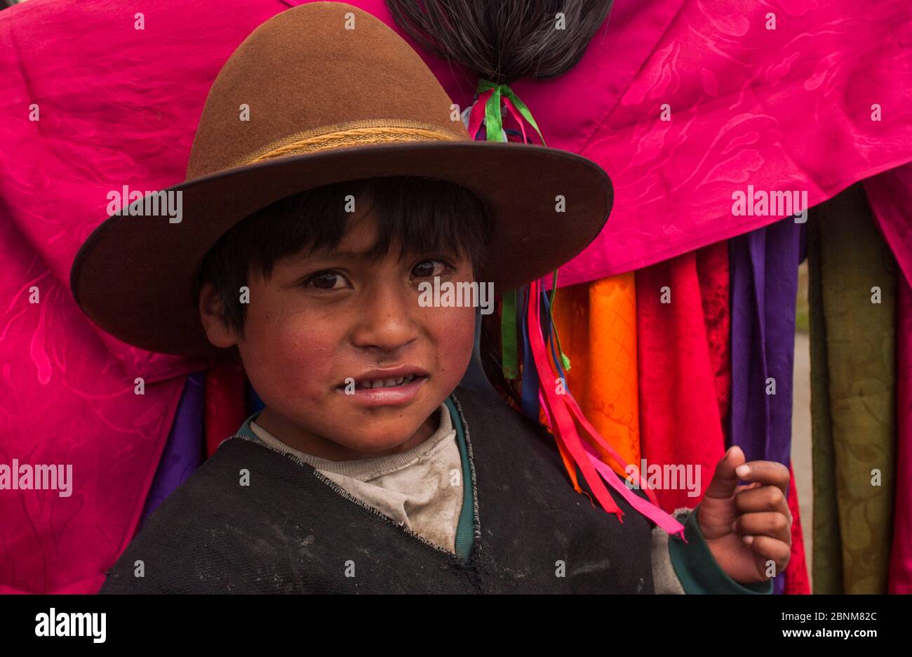 Indigenous Salasaca Indian child at Inti Raymi festival - or Festival
