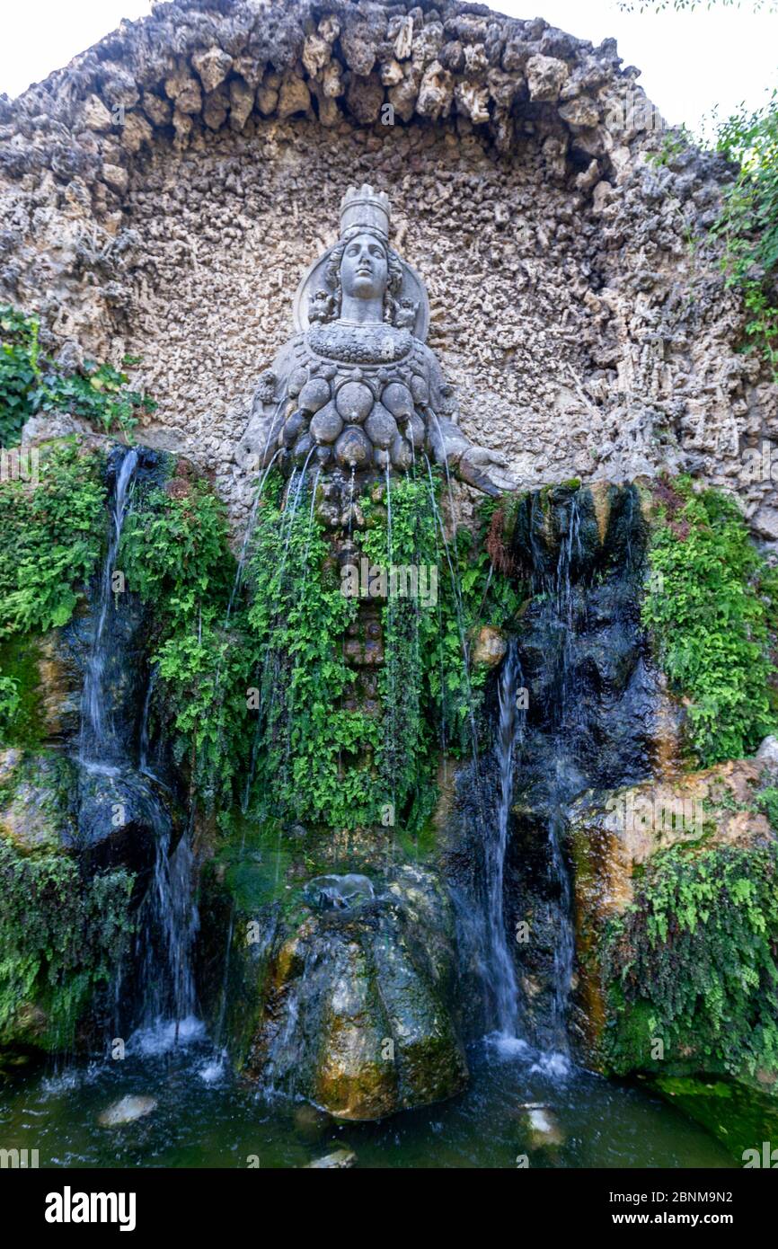 Fountain of Diana of Ephesus, or 'Mother Nature', Villa d'Este,  Italian Renaissance garden, Tivoli, Italy Stock Photo