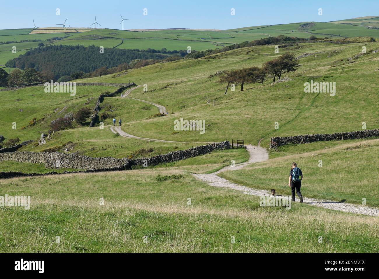 Walkers on the popular Hoad Monument path at Ulverston in south Cumbria, England, close to the edge of the Lake District National Park Stock Photo