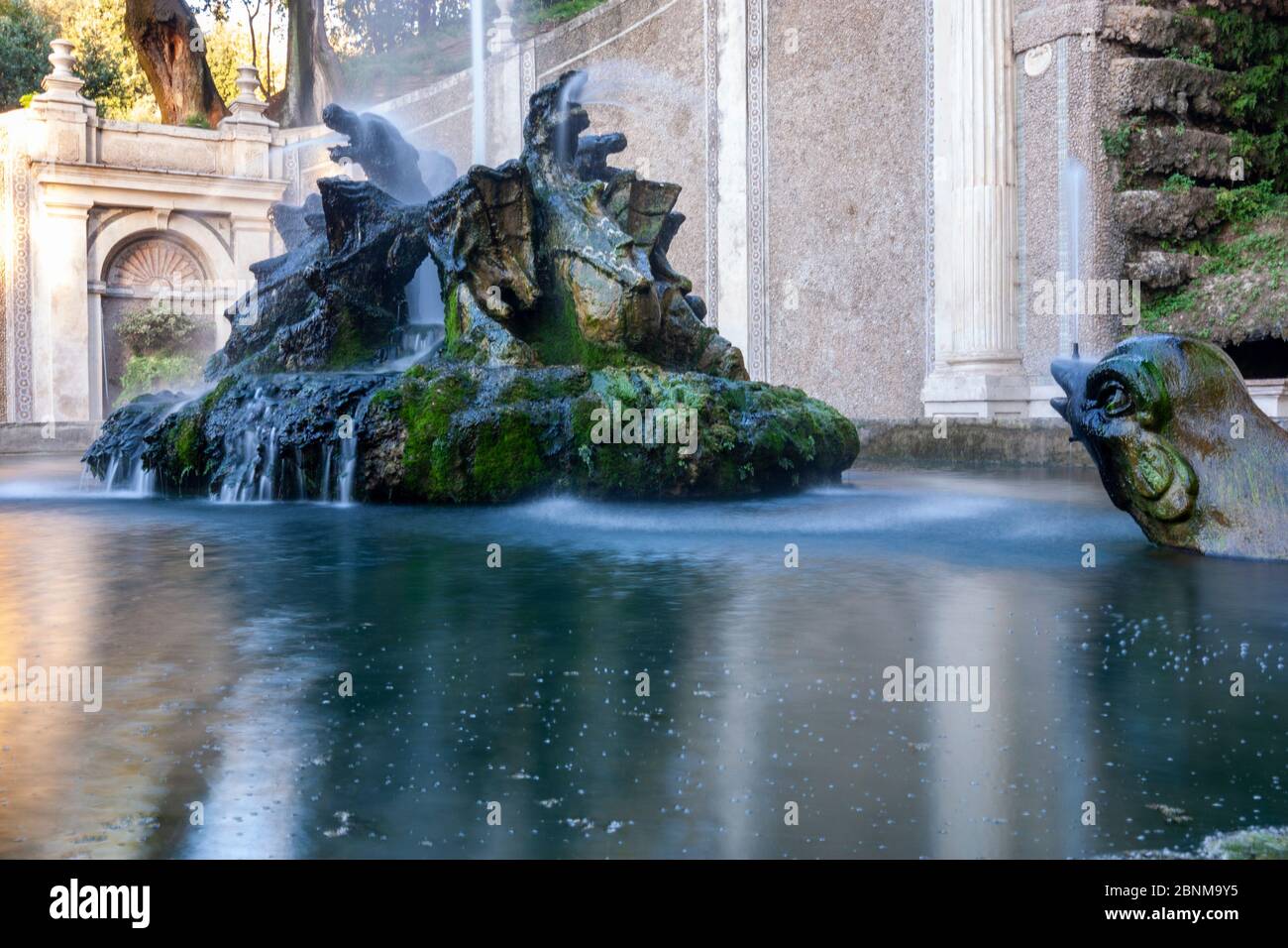 The four dragons fountain, Villa d'Este,  Italian Renaissance garden, Tivoli, Italy Stock Photo