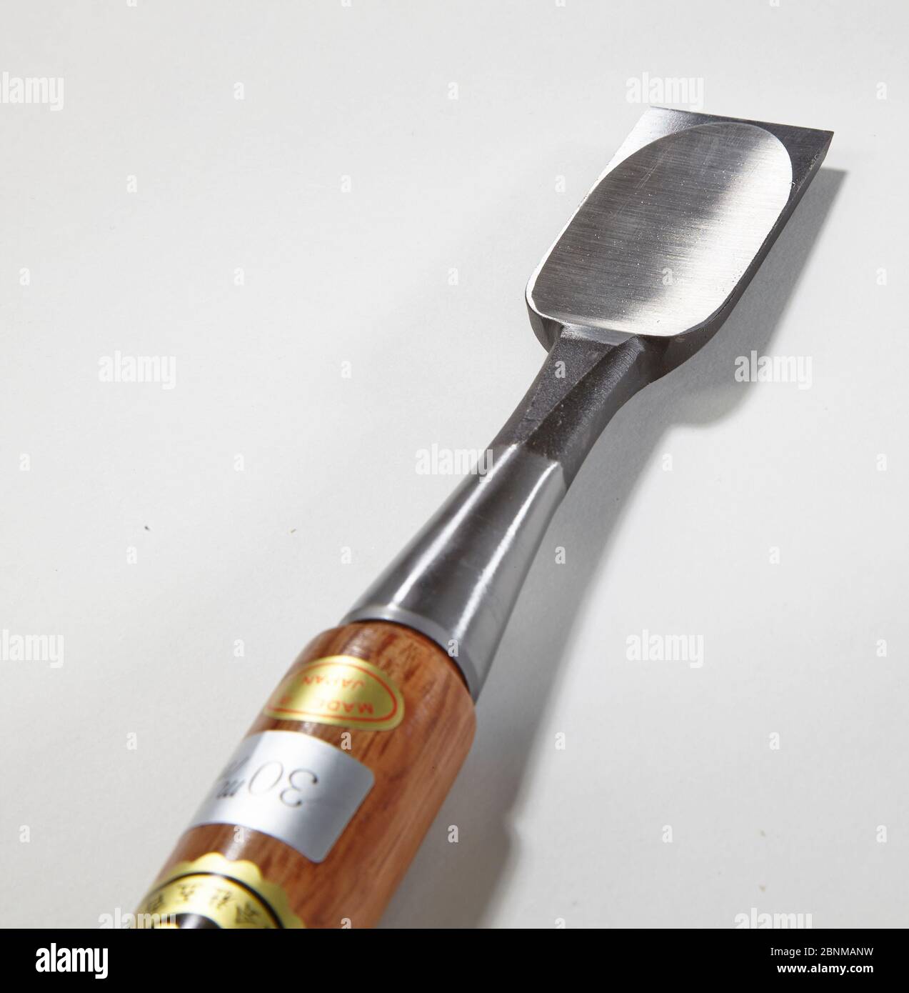 Japanese wood chisel, series of woodworking tools from Japan, Japanese woodworking tool, detailed front view on white Stock Photo