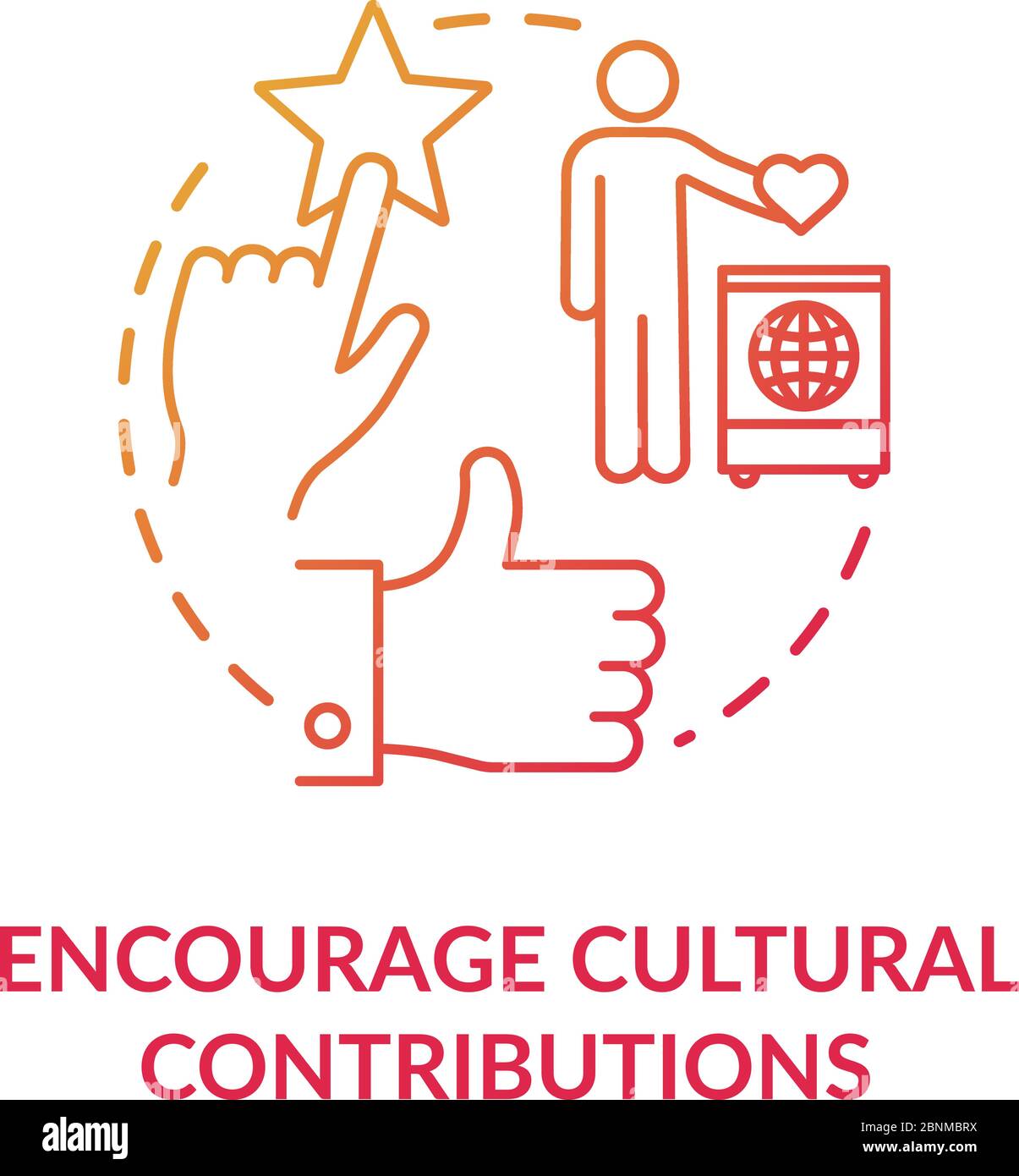 Encourage cultural contribution red concept icon. Multi racial group ...