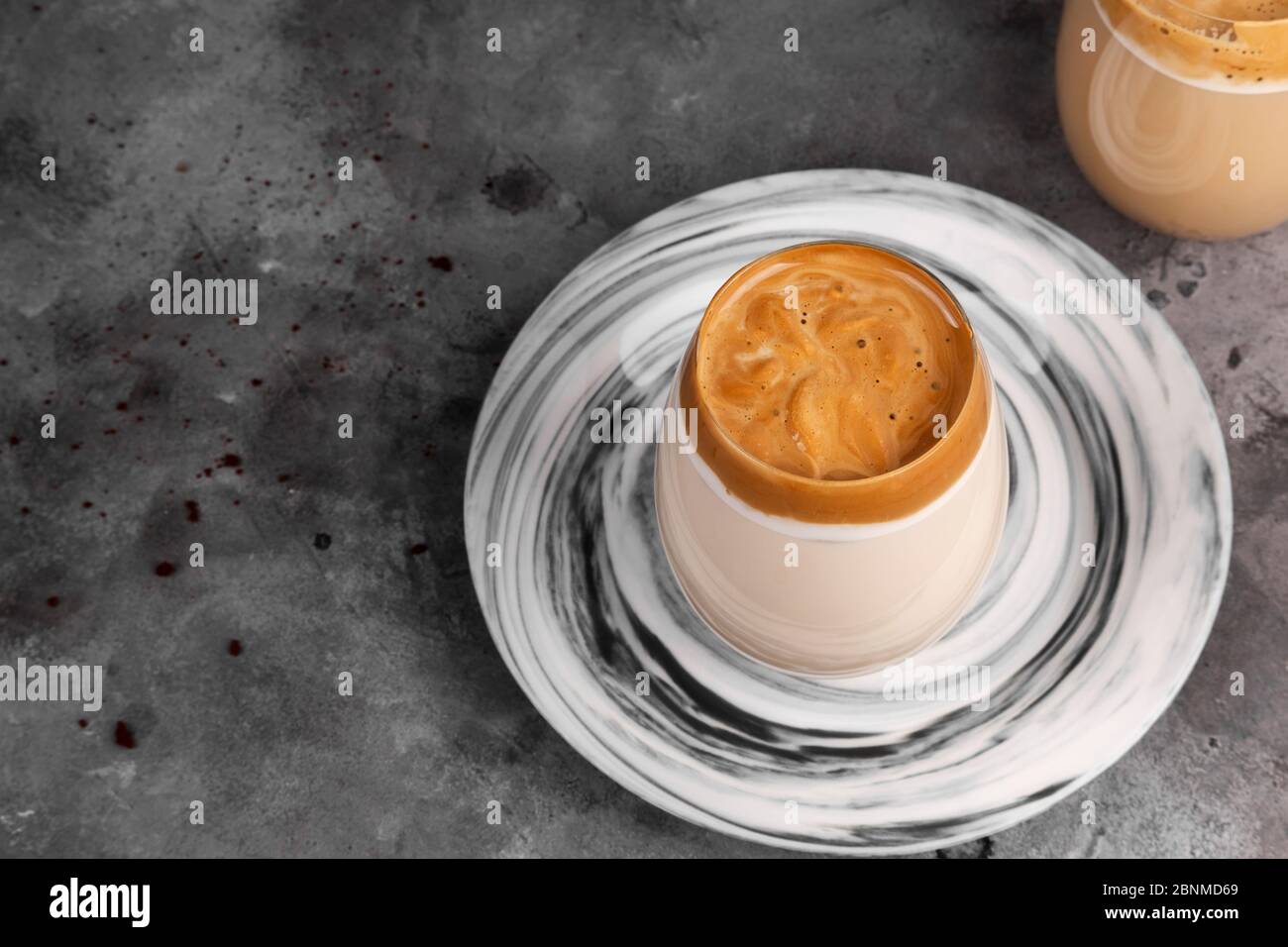 Popular drink Korean dargon coffee made of instant coffee, sugar, hot