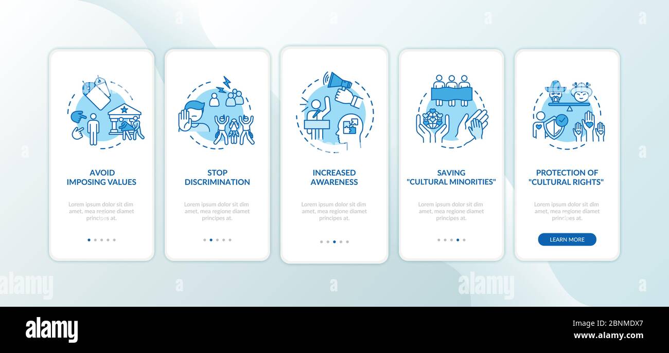 Protect ethnic minority onboarding mobile app page screen with concepts ...