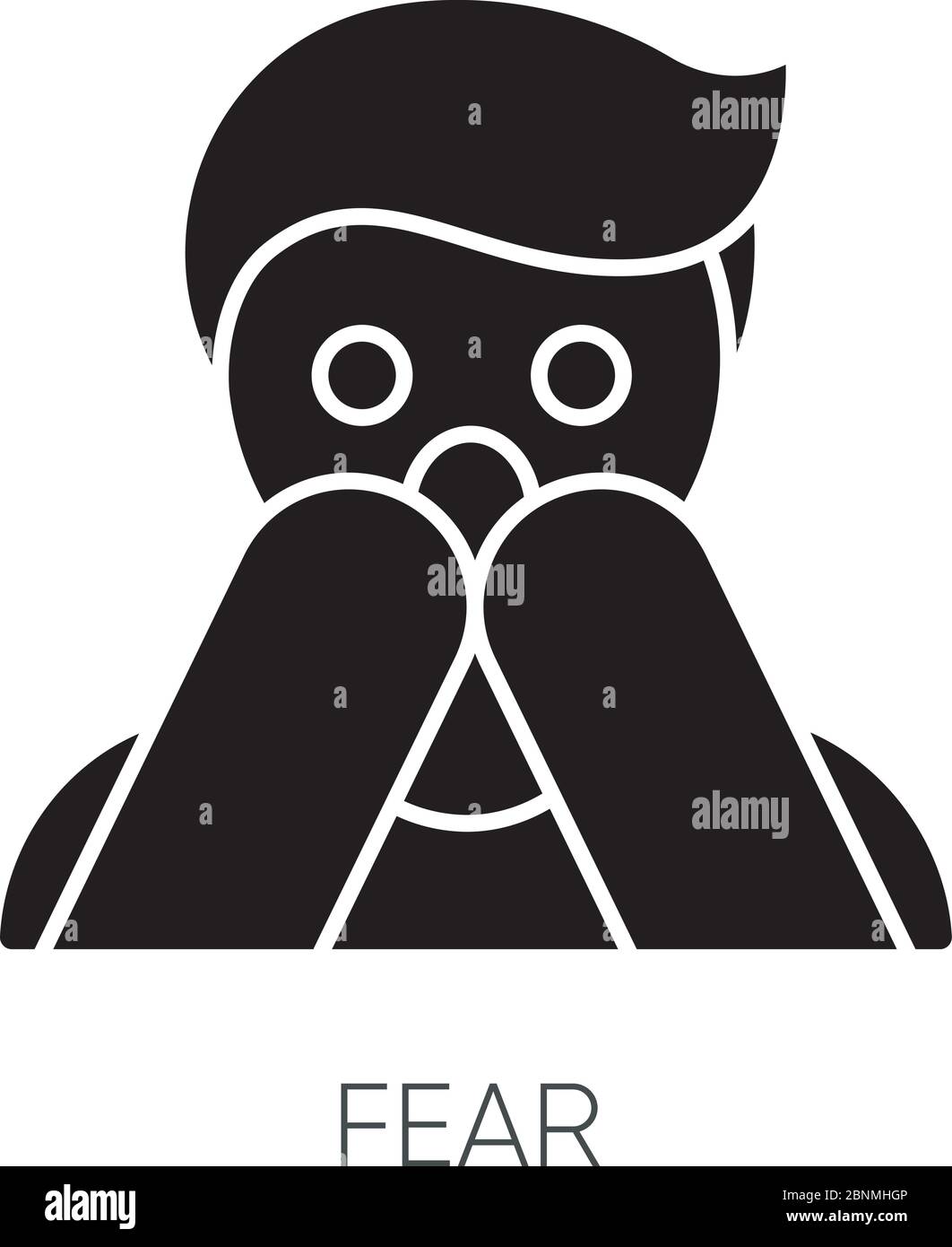 Fear black glyph icon. Human phobia. Panic attack. Anxiety disorder