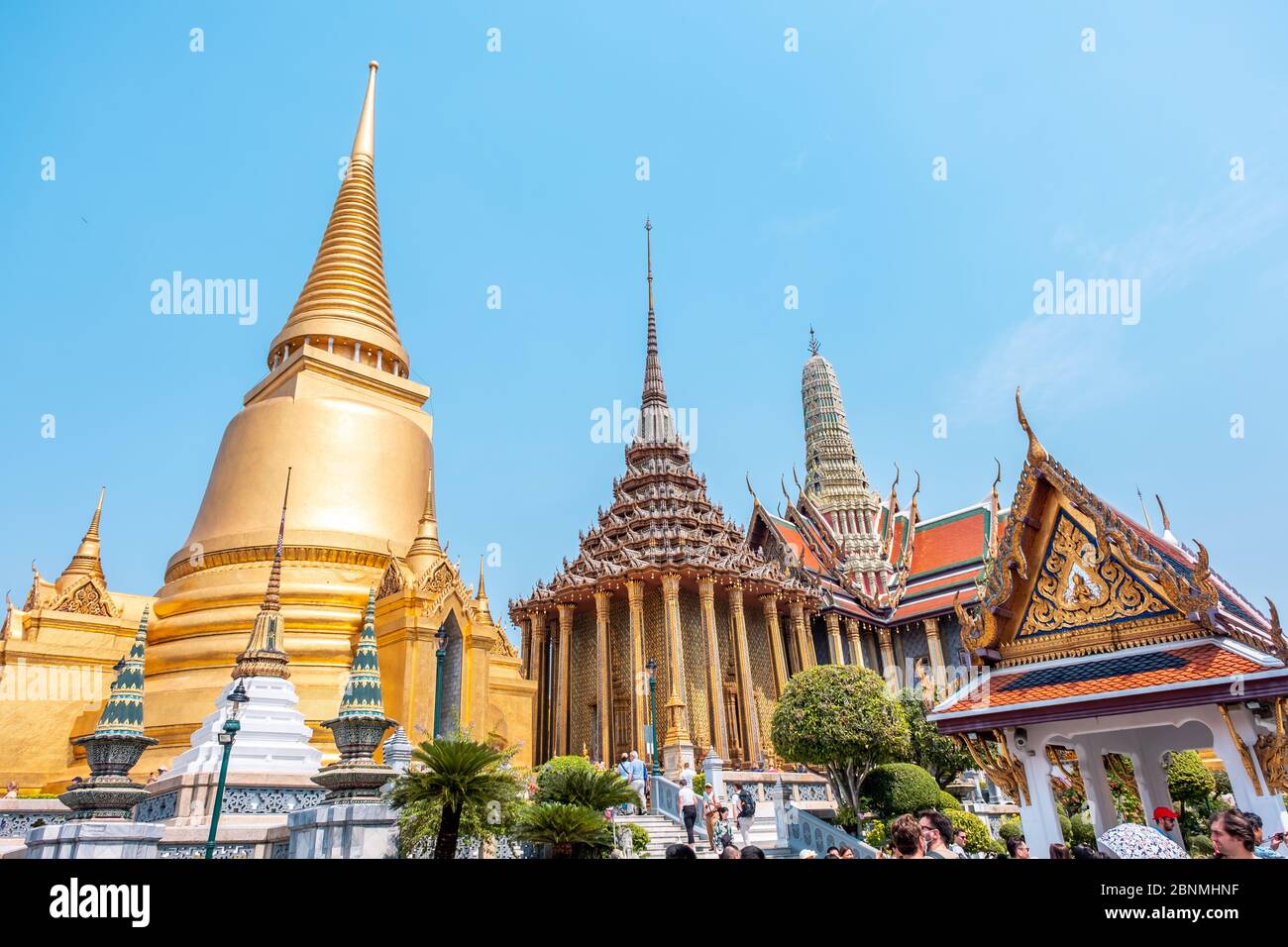 Bangkok / Thailand - January 19, 2020: Name of this Buddhist temple " Wat Phra Kaew " the temple in the Bangkok old downtown Stock Photo