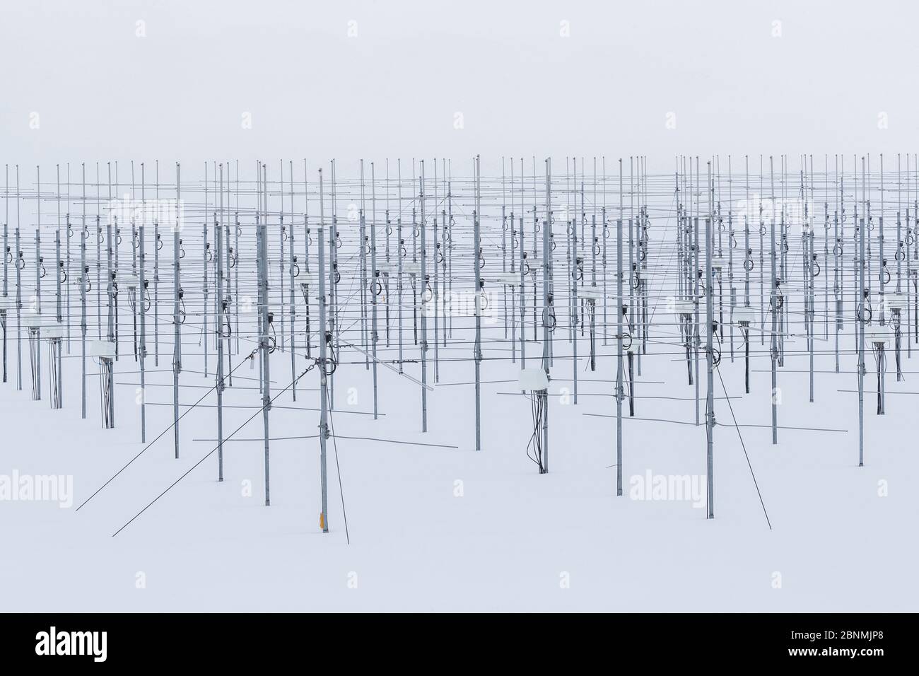 Antennas from Sousy Svalbard Radar (SSR) Project, Spitsbergen, Svalbard, Norway, April Stock Photo