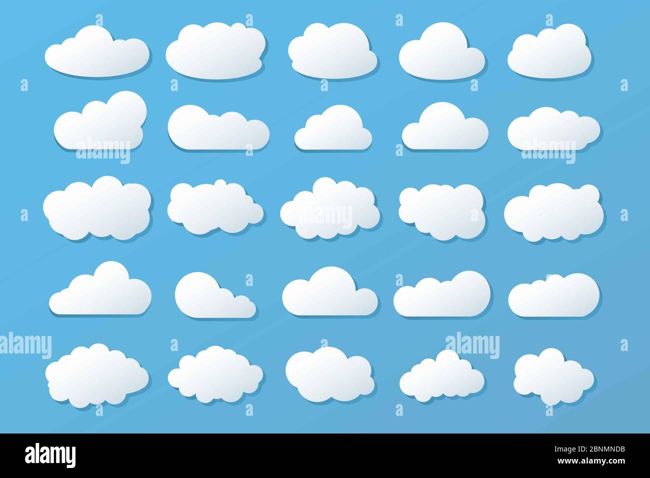 Clouds icon, vector illustration on blue background Stock Photo - Alamy