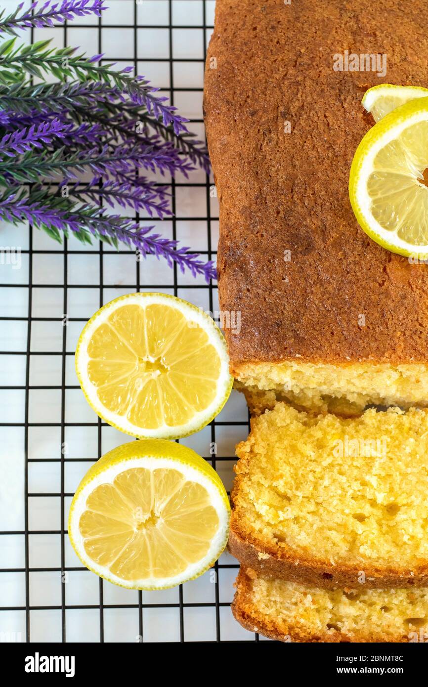 Homemade Lemon Drizzle Cake Stock Photo Alamy
