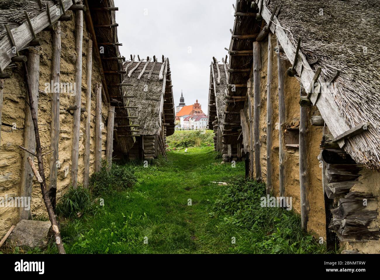Europe, Poland, West Pomeranian Voivodeship, Slavs and Vikings’ Center in Wolin Stock Photo