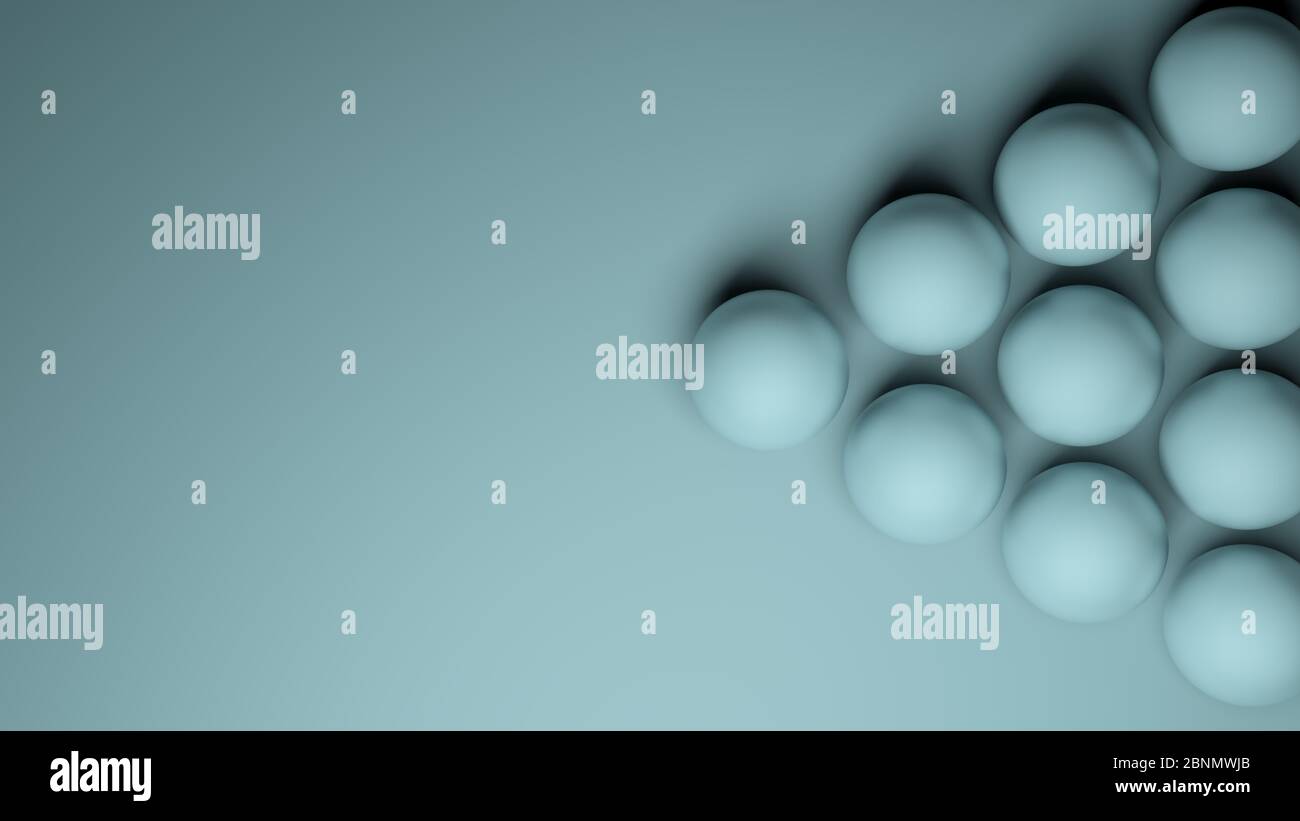 Abstract blue background with a set of blue spheres - 3D rendering ...