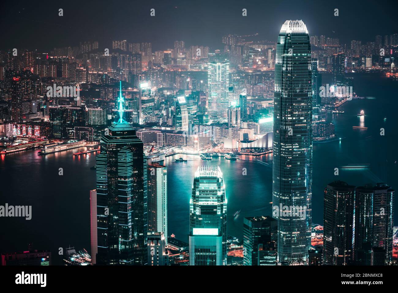 Asia, China, Hong Kong, Hong Kong Island, Kowloon, Two International Finance Center, 2IFC, The Center, Tsim Sha Tsui, Victoria Harbor Stock Photo