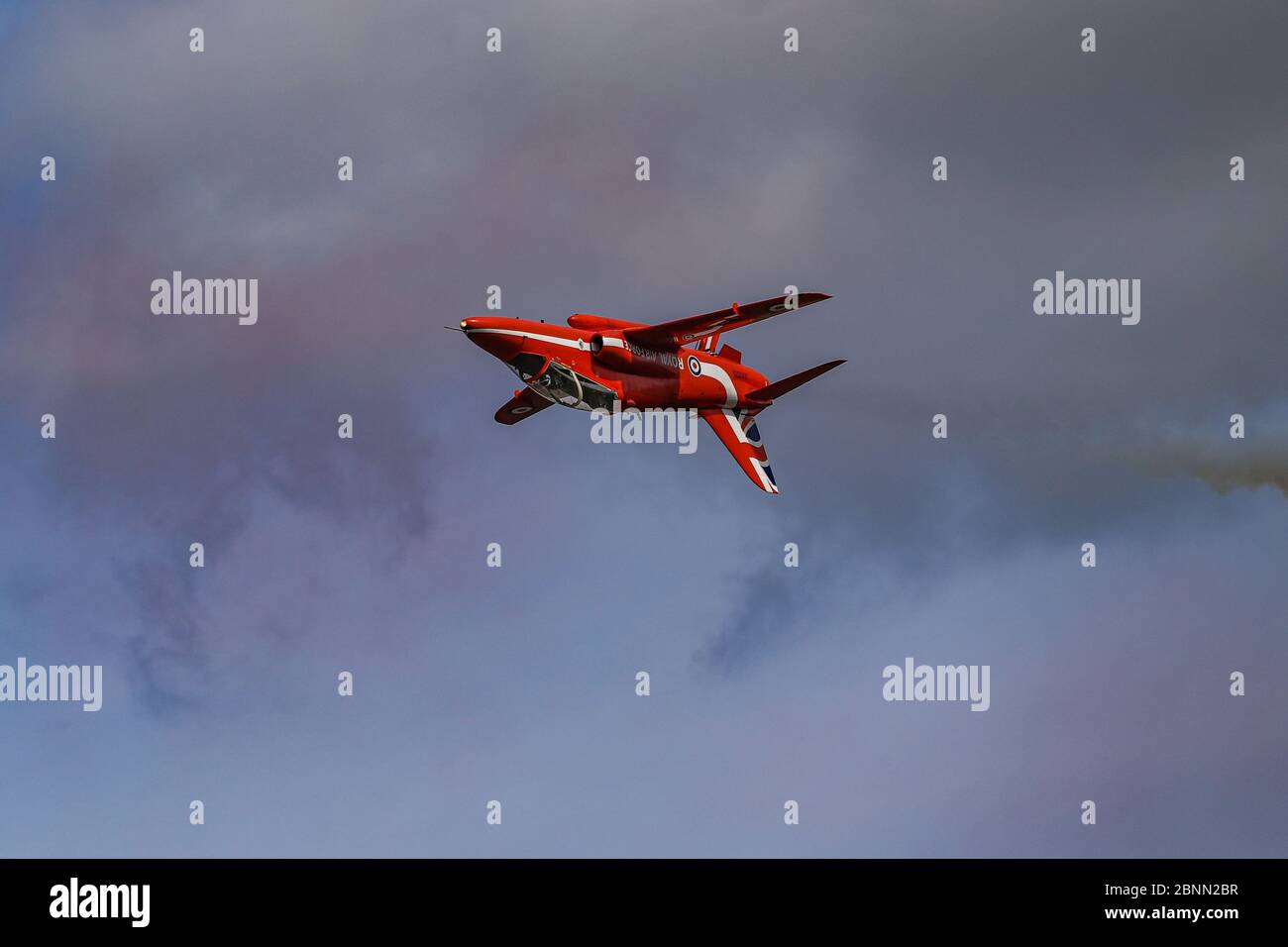 RAF Scampton, Lincolnshire, UK. 15th May 2020. The RAF Red Arrows in training at RAF Scampton during the Covid 19 Pandemic Credit: News Images /Alamy Live News Stock Photo