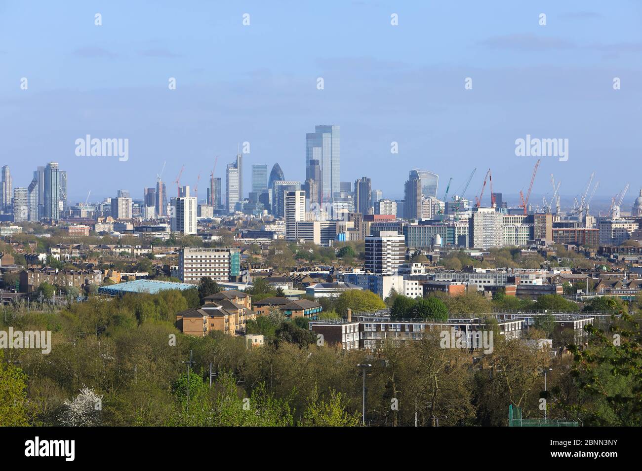 City of London skyscrapers and skyline from Parliament Hill on